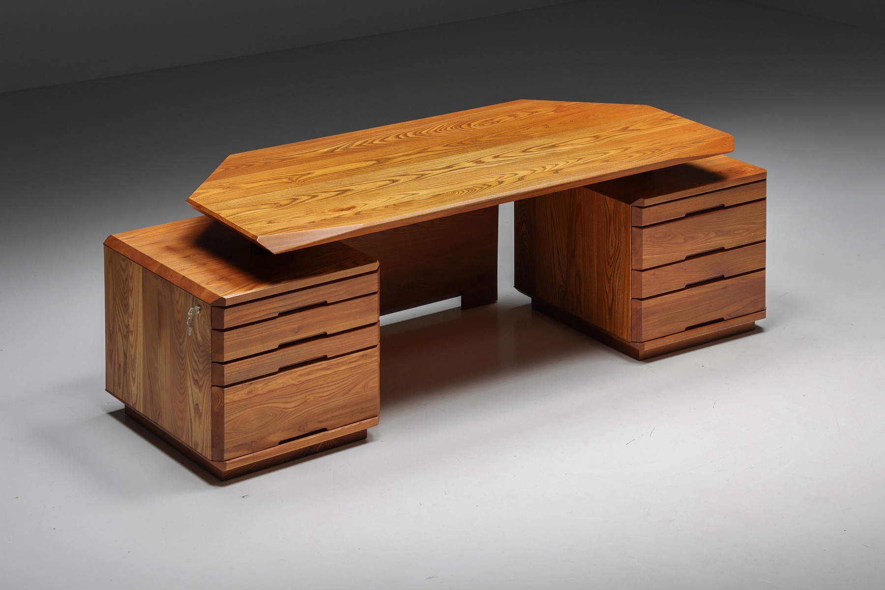 Pierre Chapo B40 desk in solid elm with two cabinets design