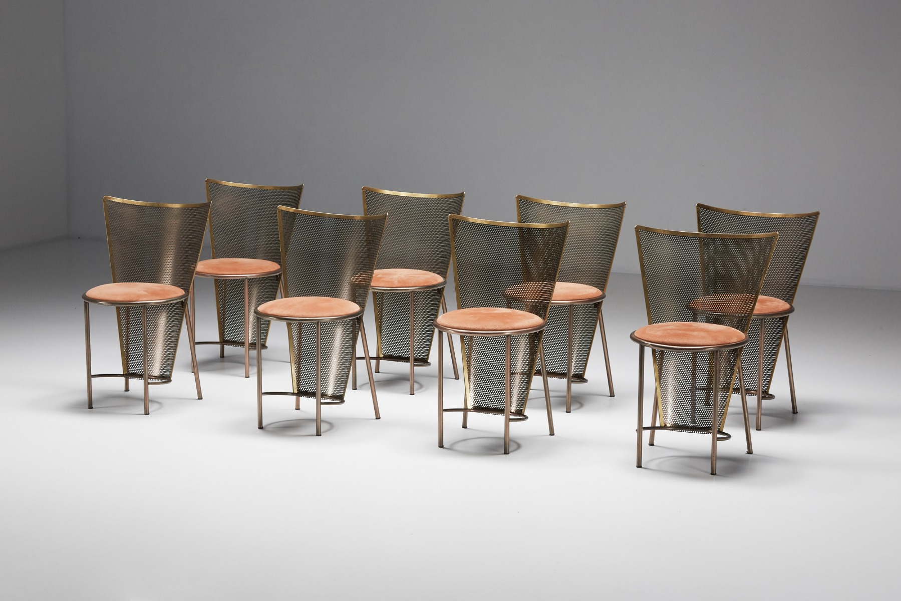 Post modern Frans van Praet Expo 92 brass chairs