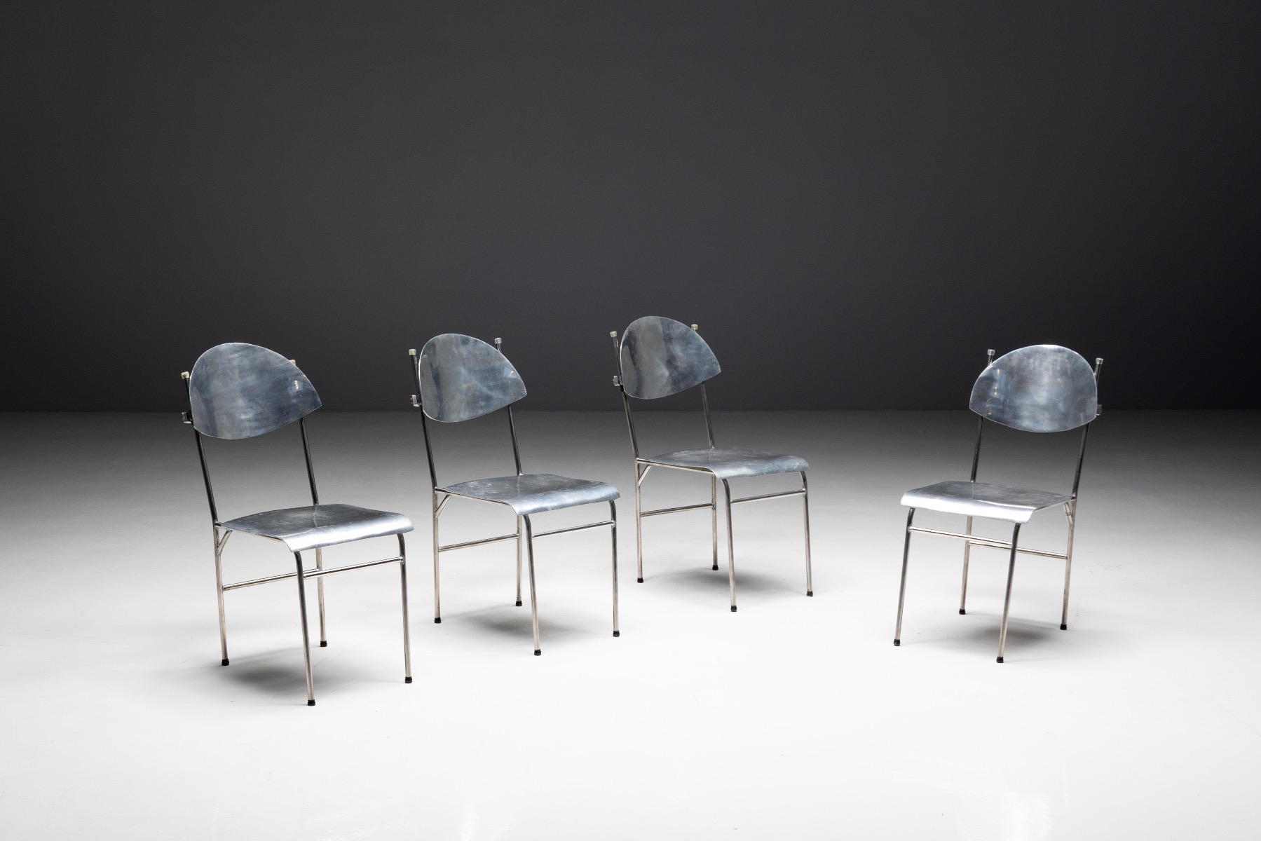 Postmodern aluminum chairs from the 1980s