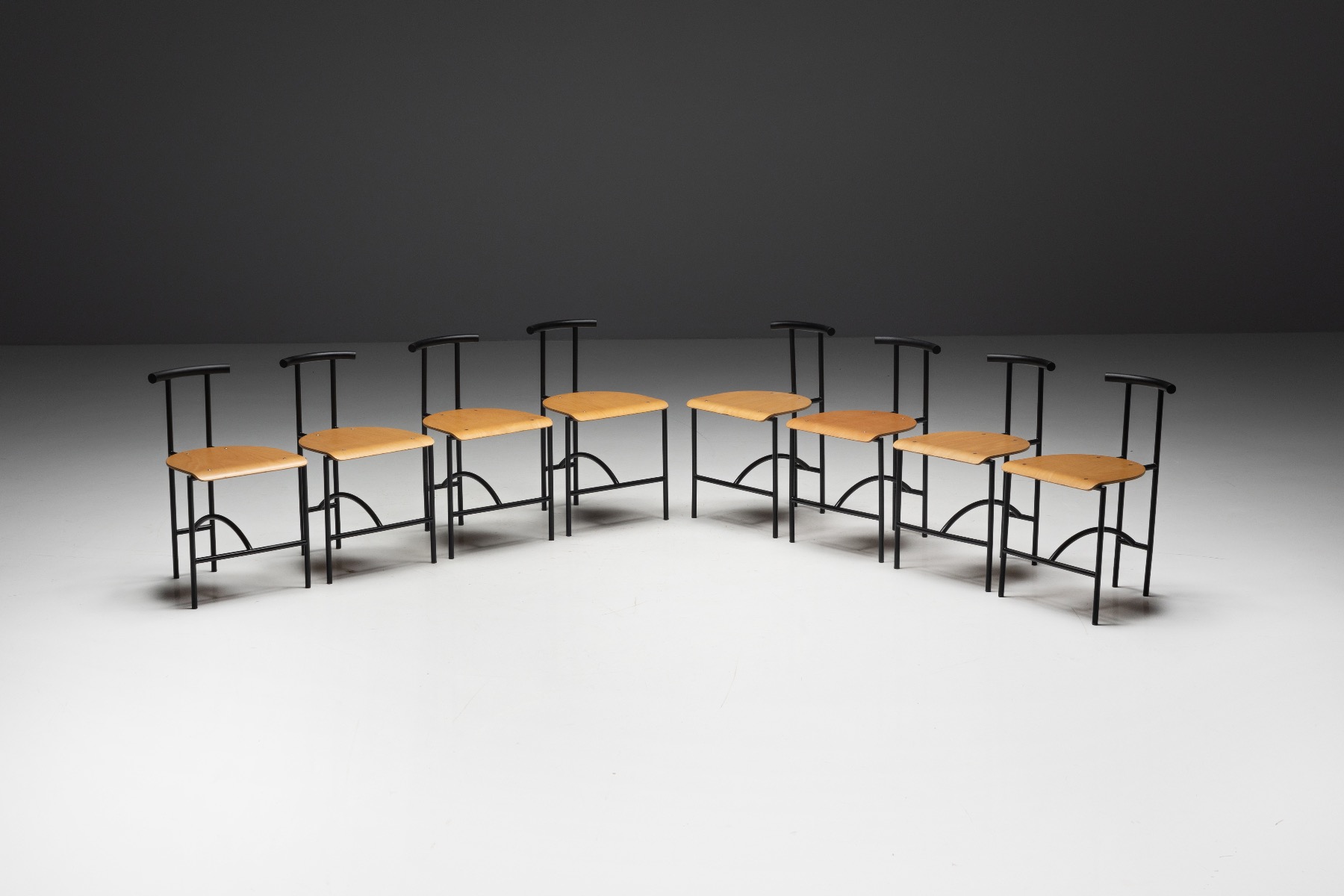 Postmodern Tokyo dining chairs by Rodney Kinsman for Bieffeplast 1980s