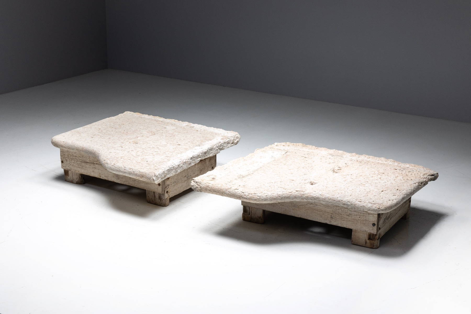 Robust farm stone coffee tables 19th century
