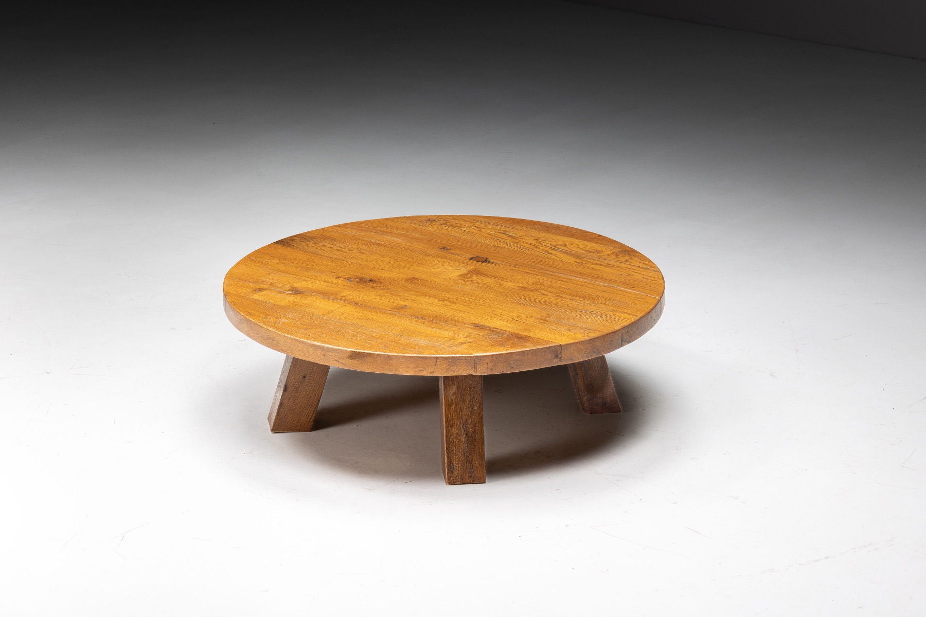 Round brutalist coffee table from France 1950s