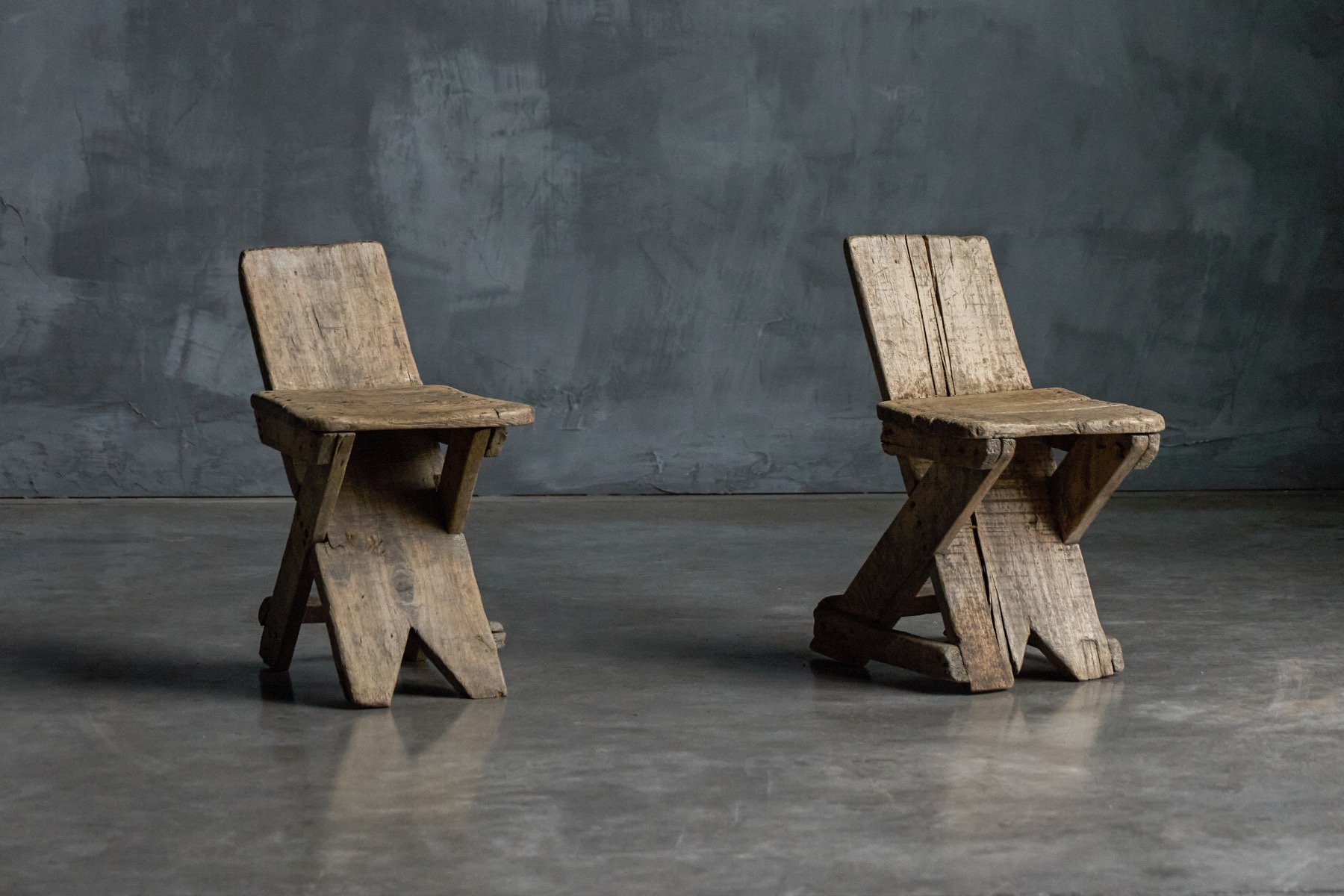 Rustic folk art chairs from the early 20th century