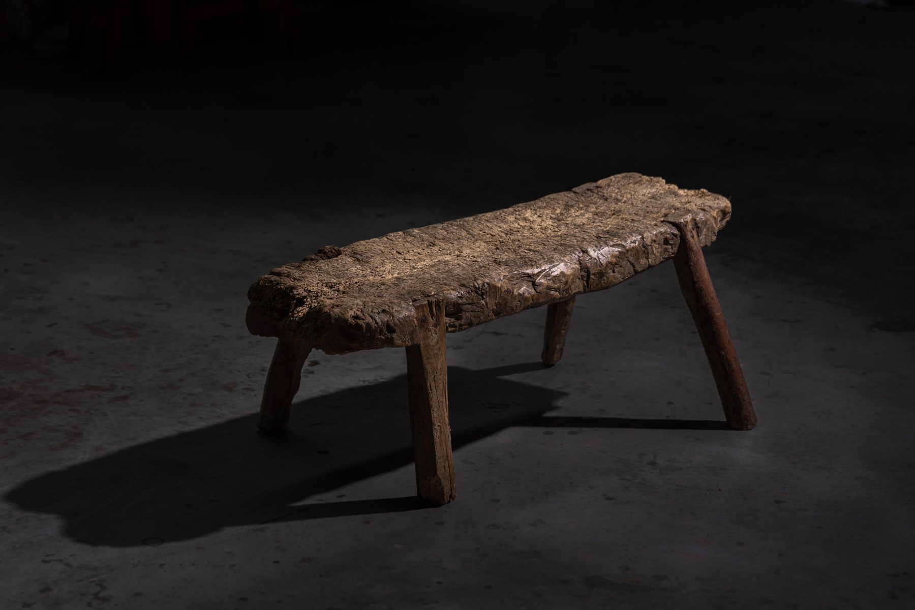 Rustic hand carved bench from the 19th century