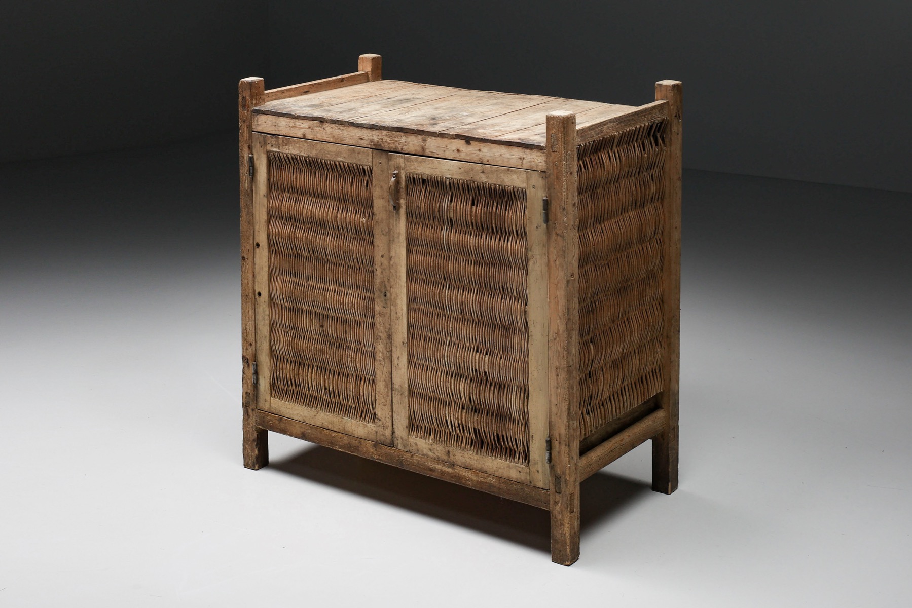 Rustic wabi sabi high board pantry cabinet from Haute Savoie from 1930