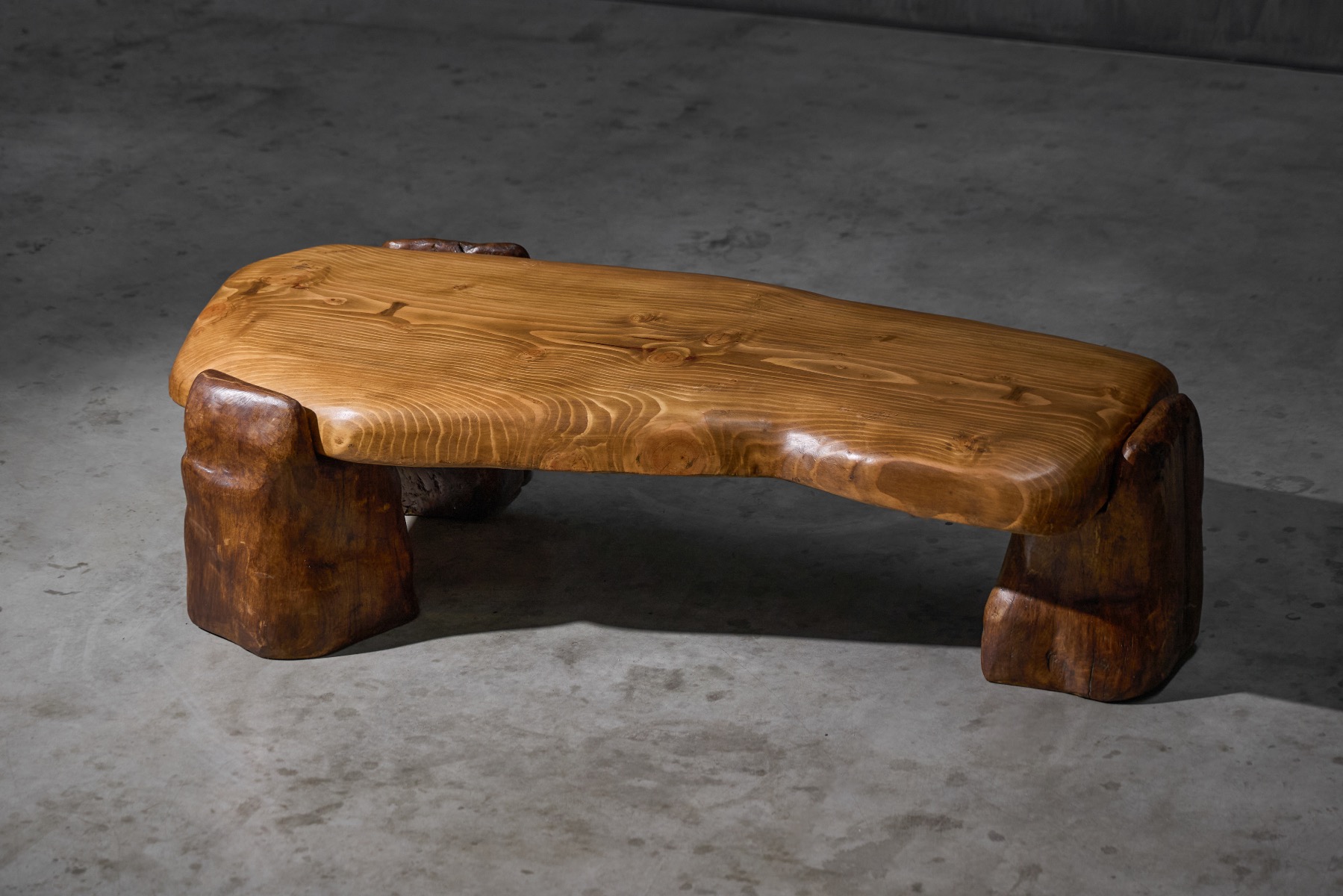 Sculpted brutalist coffee table created in 2025