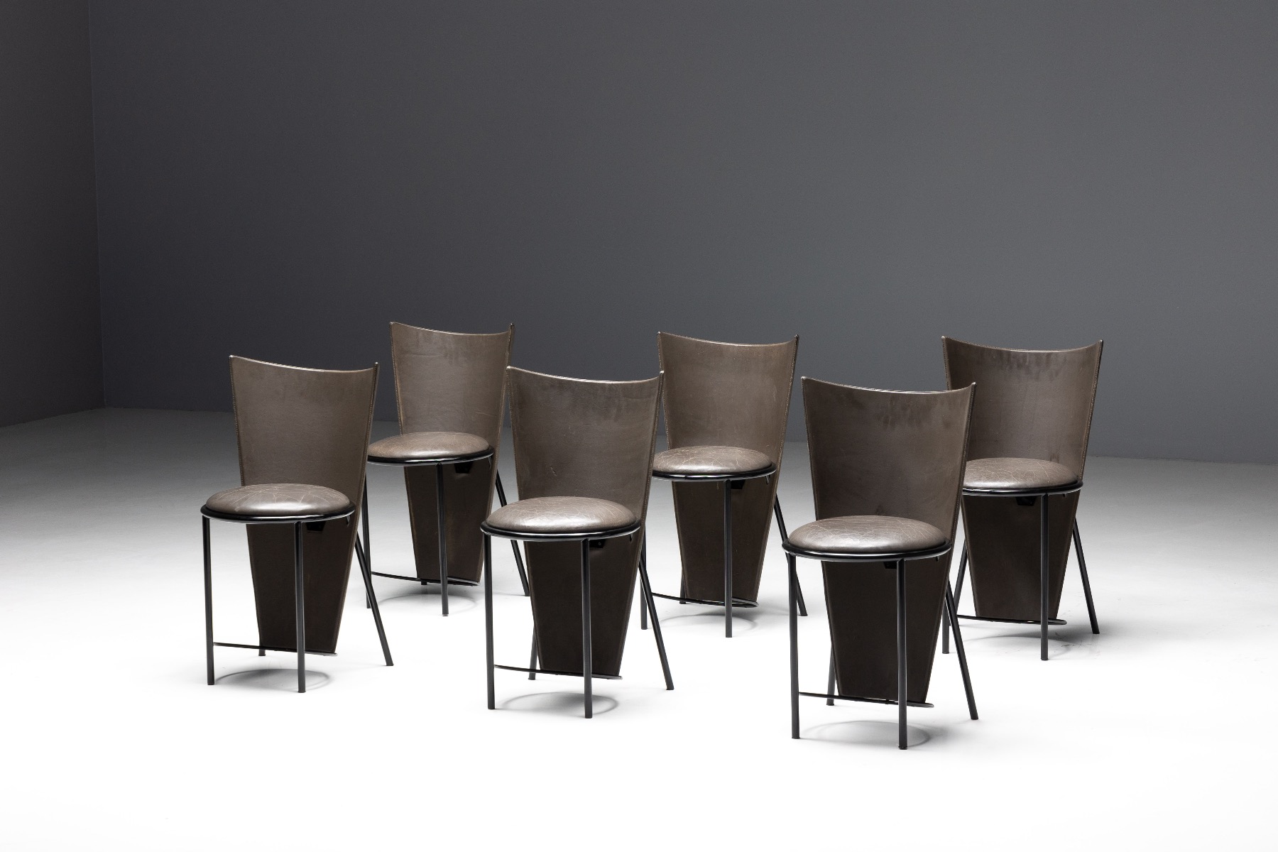 Sevilla chairs by Frans van Praet in grey leather from the 1990s