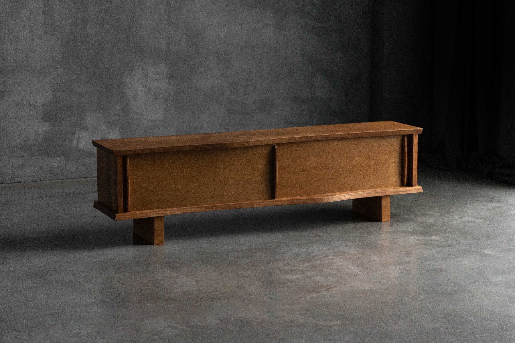 Sideboard in the style of Charlotte Perriand and Jean Prouvé with sliding doors, France 1970s 