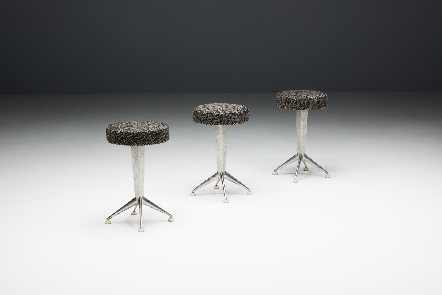 Steel art deco bar stools from the 1950s