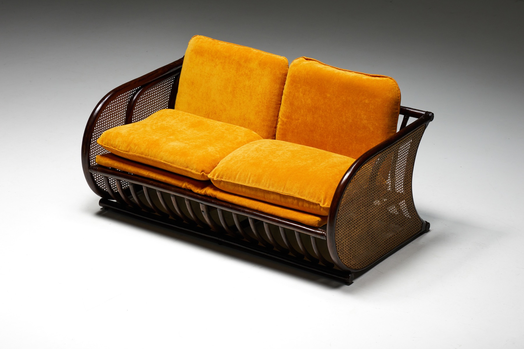 Two seater Italian bamboo bench from the 1970s
