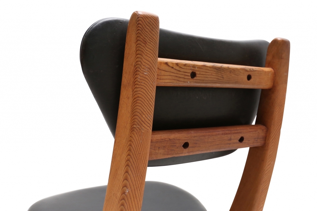 Scandinavian Pine And Leather Chairs - 1960s