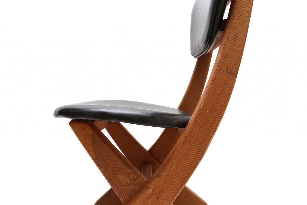 Scandinavian Pine And Leather Chairs - 1960s