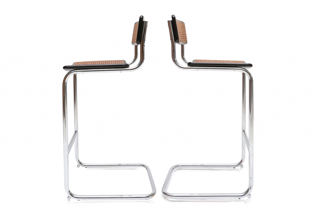 Cidue Stools In Chrome And Wood - 1970s