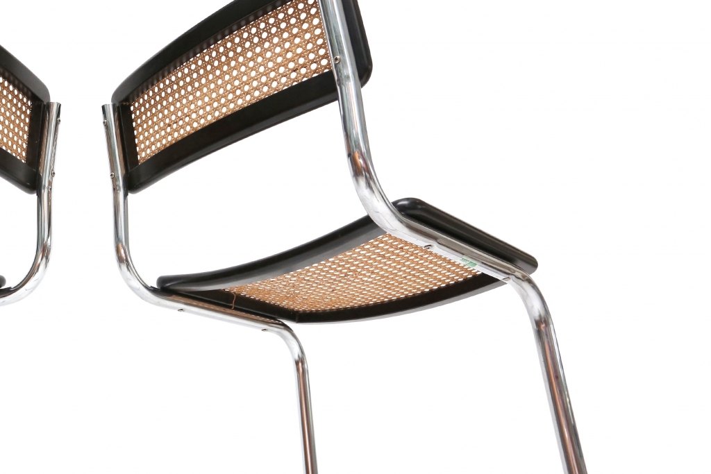Cidue Stools In Chrome And Wood - 1970s