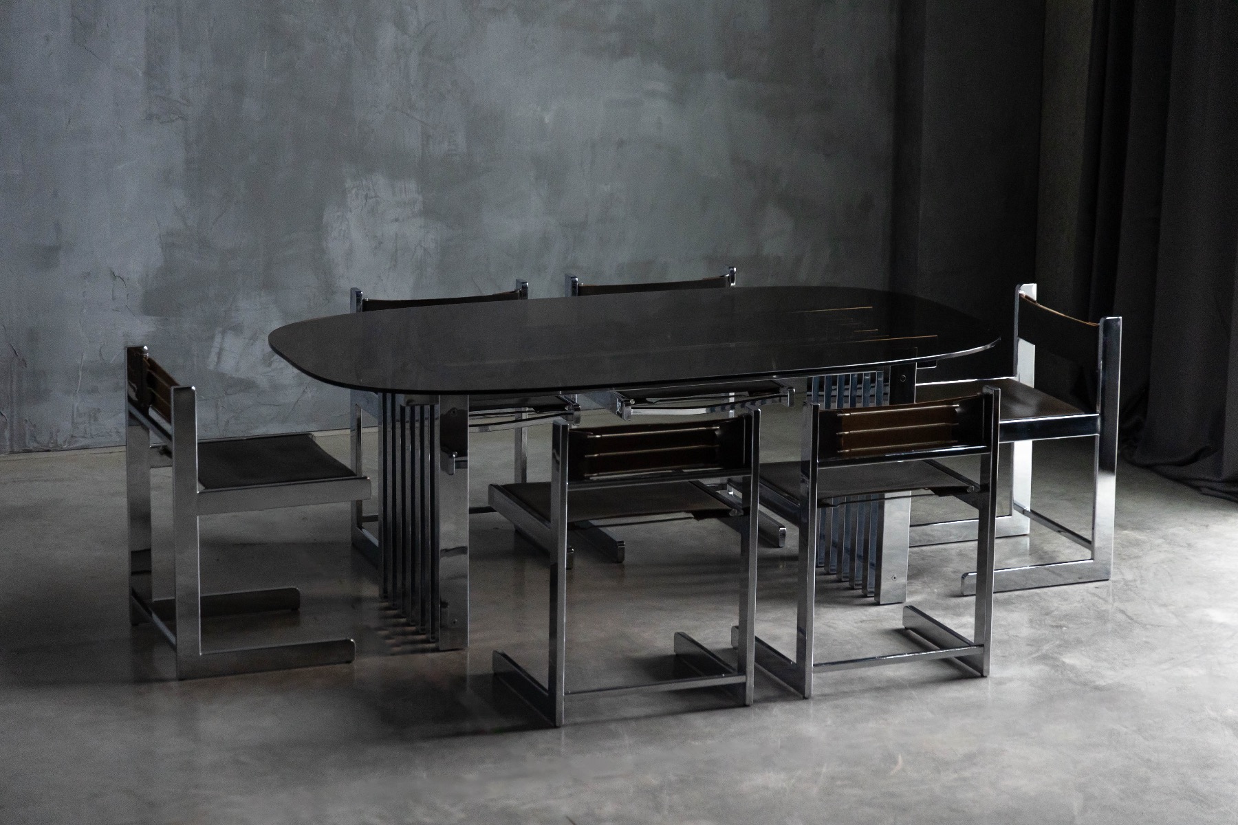 Sculptural chrome dining table mid century