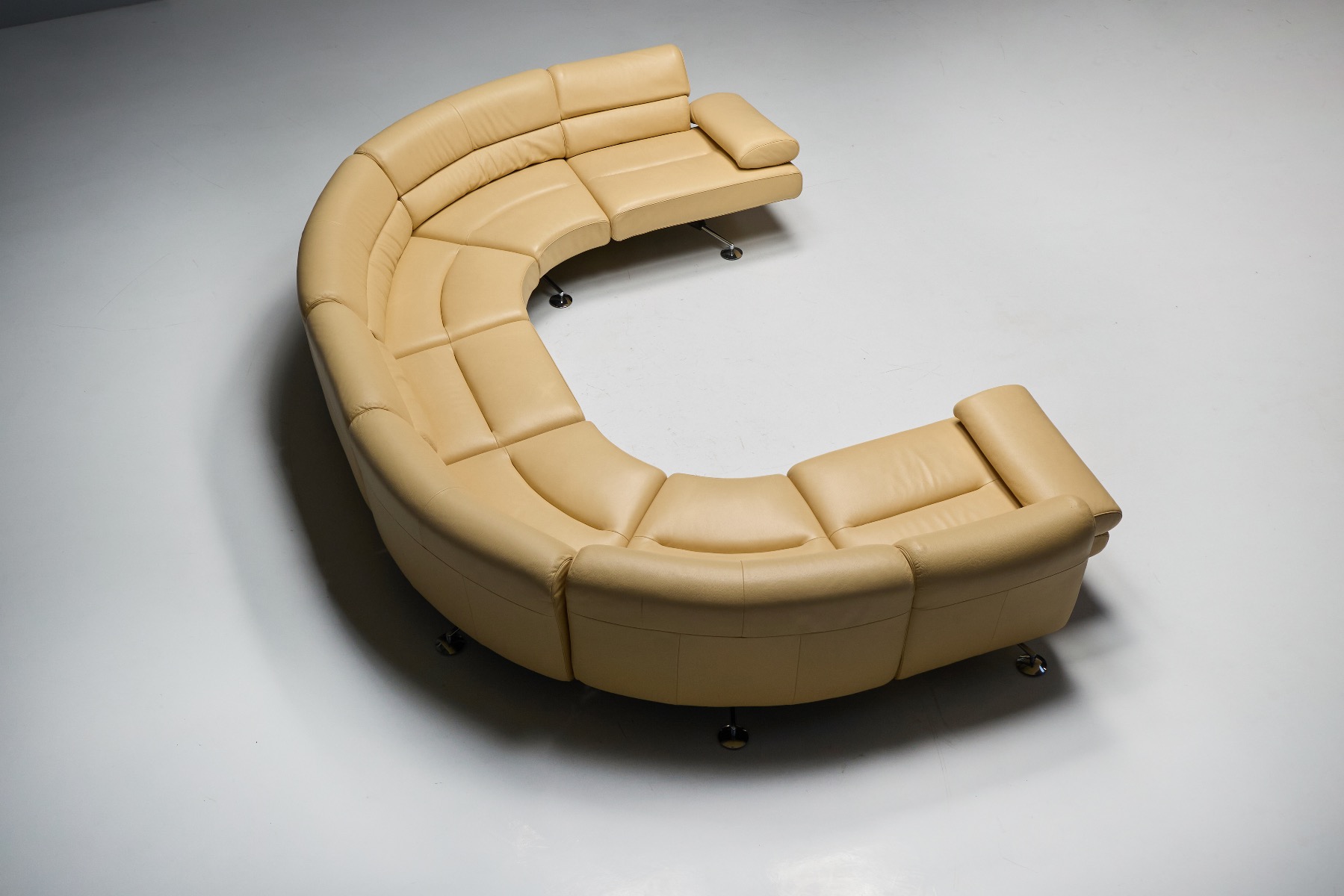 Seventies Swiss leather sofa by Thomas Althaus