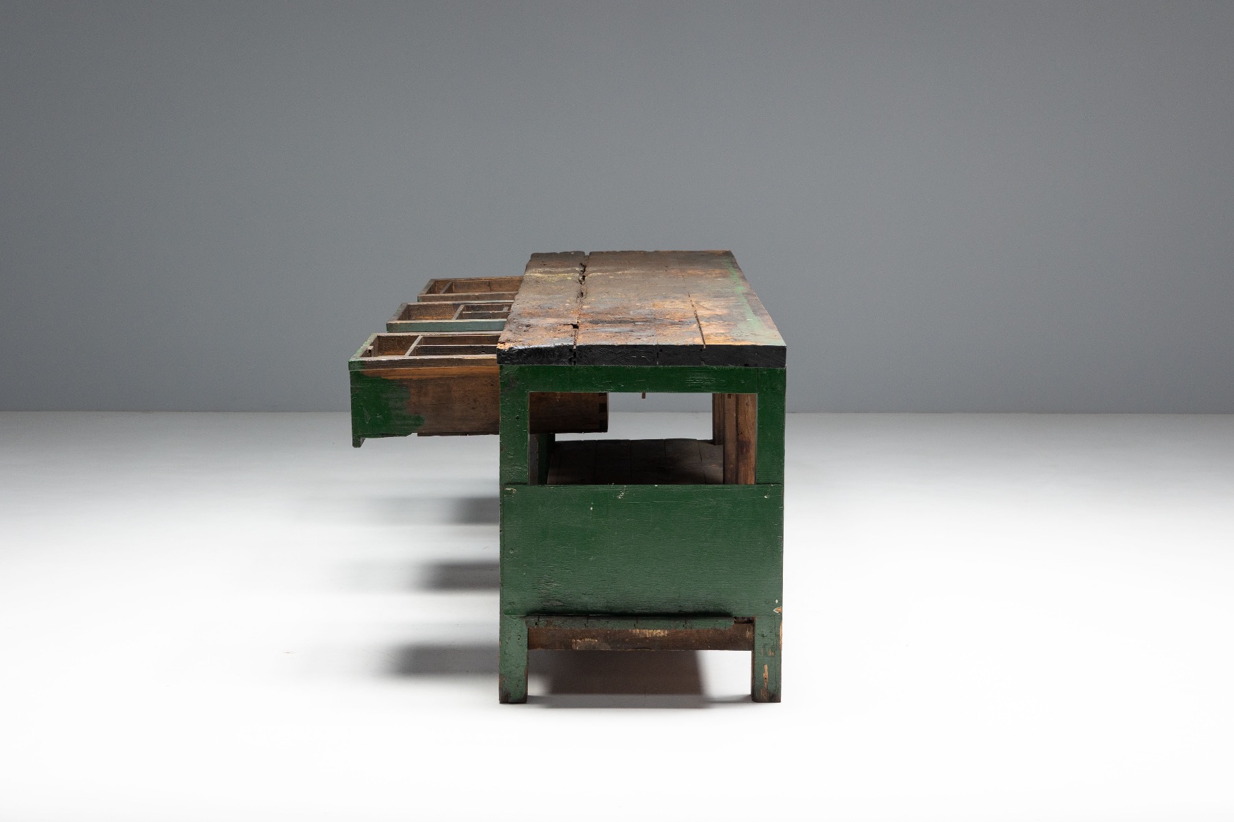 Classic industrial workbench in solid wood