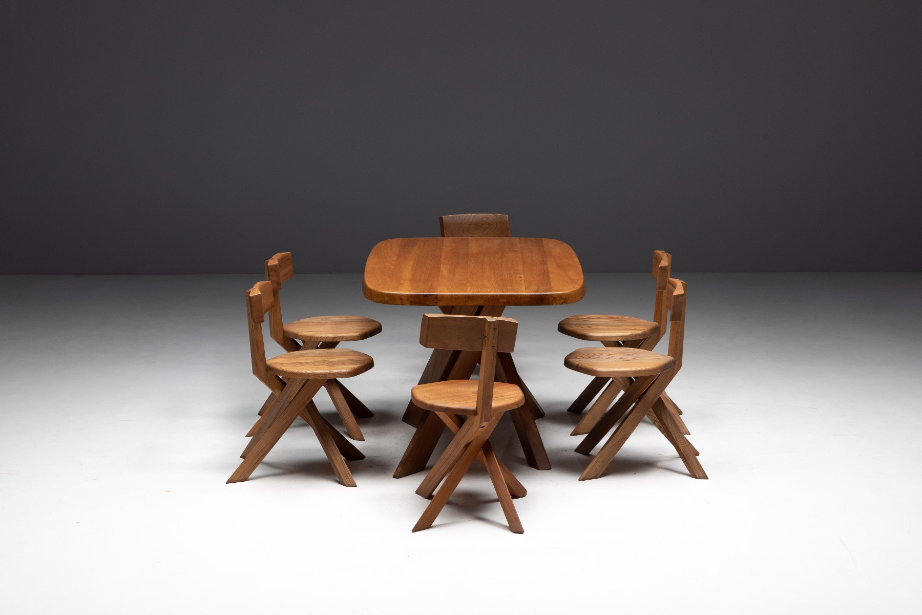 European modernist dining table by Pierre Chapo