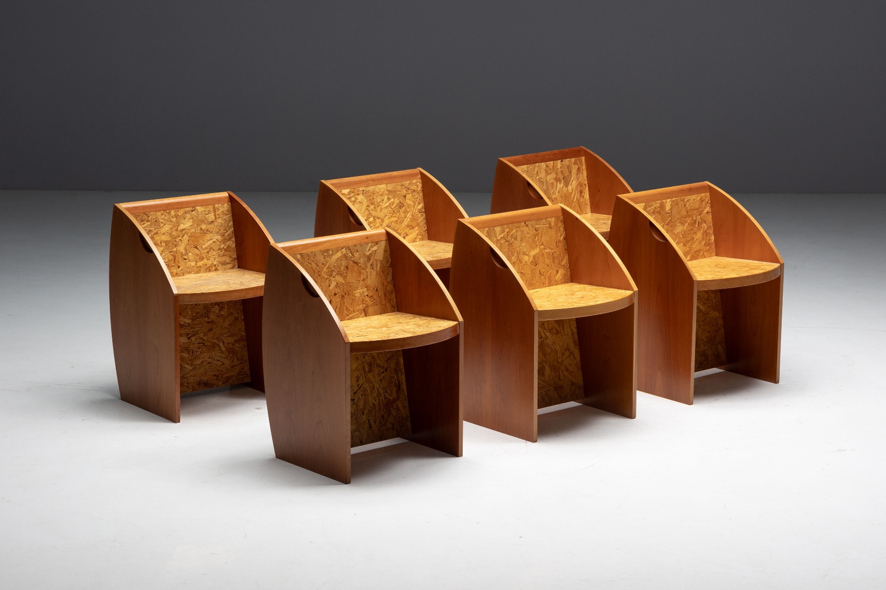 Expressive postmodern geometric chairs from the 1980s