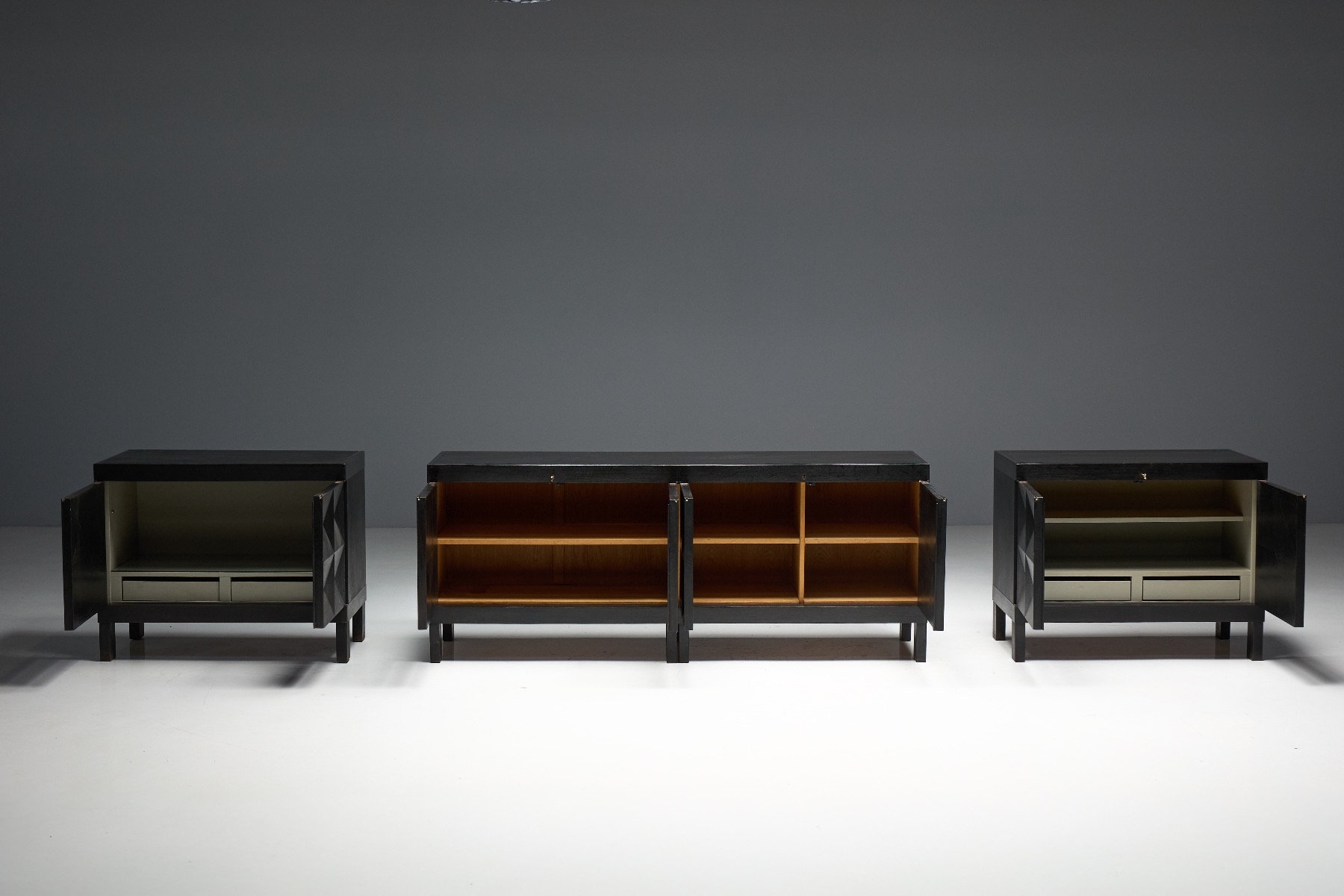 Gallery level brutalist sideboard with architectural weight
