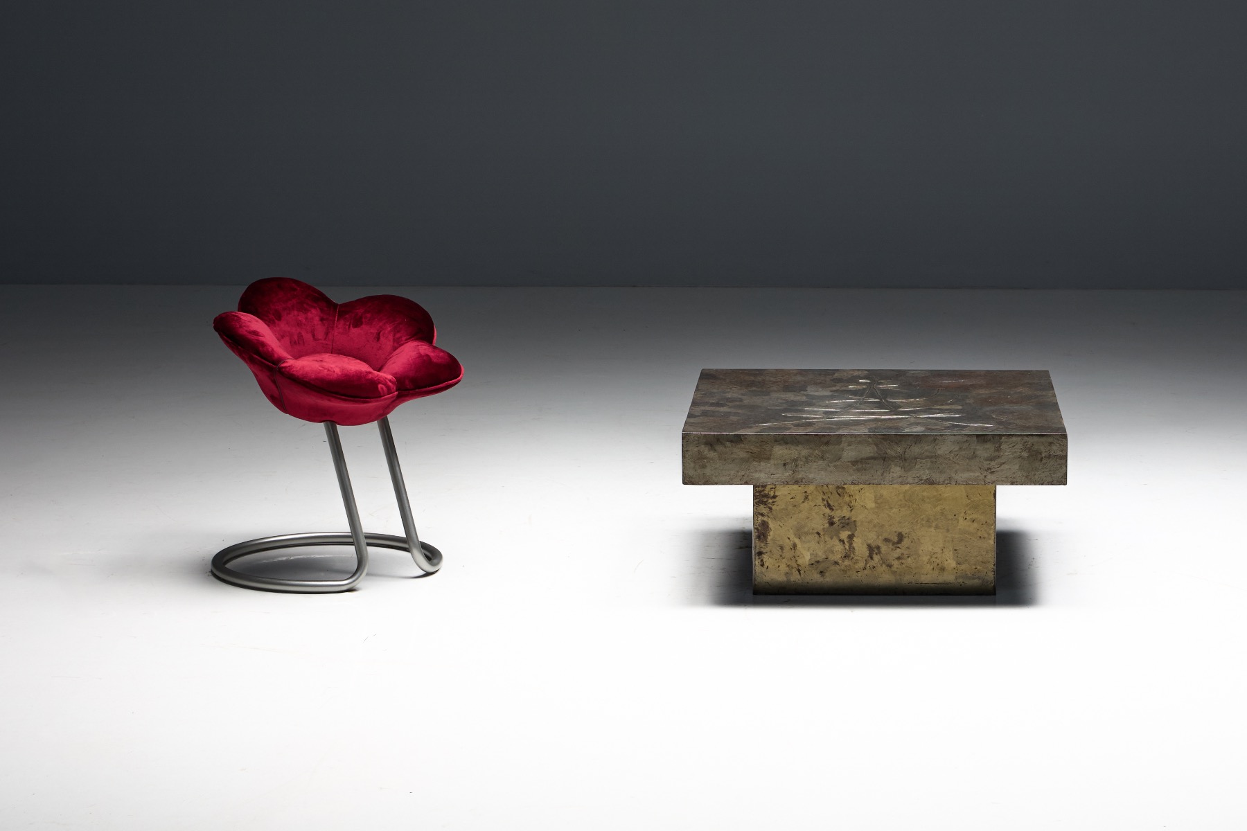 Architectural steel coffee table with brutalist aesthetic
