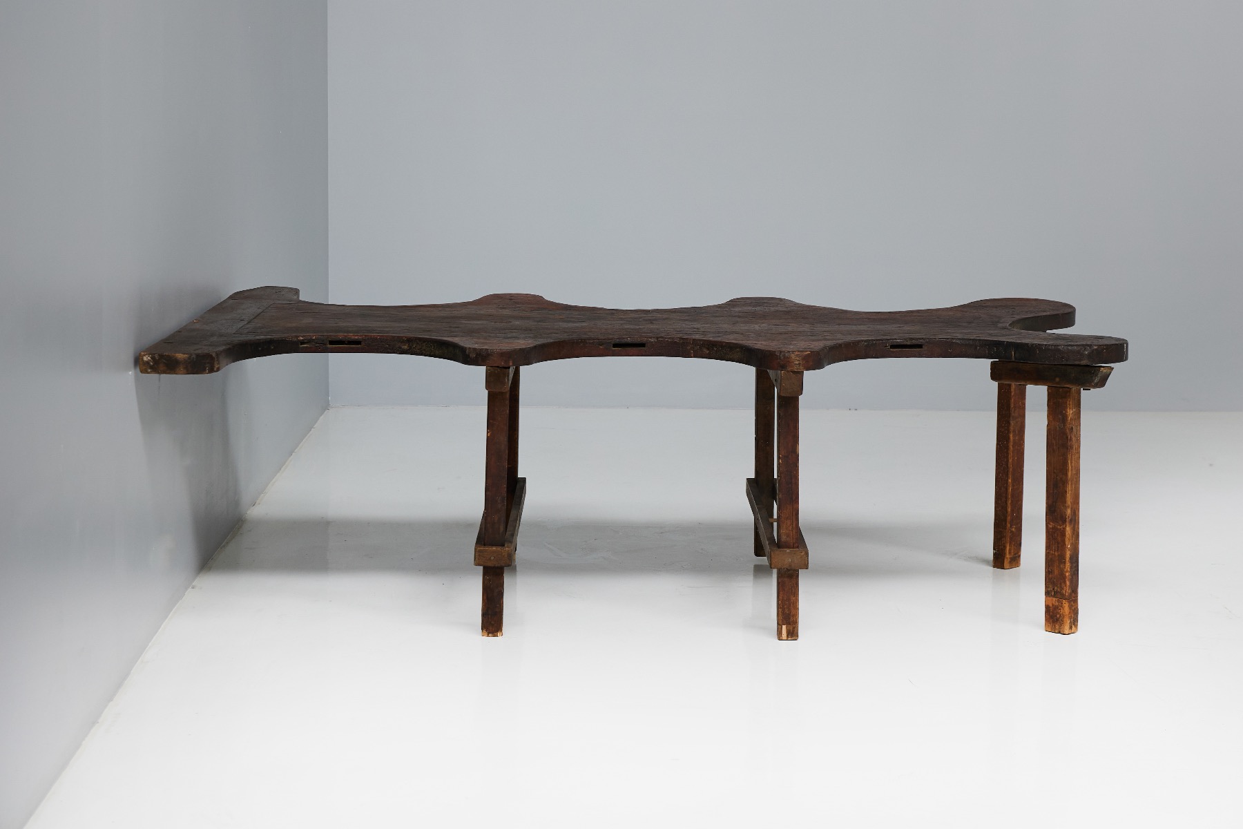 Nineteenth century rustic wood table organic shape