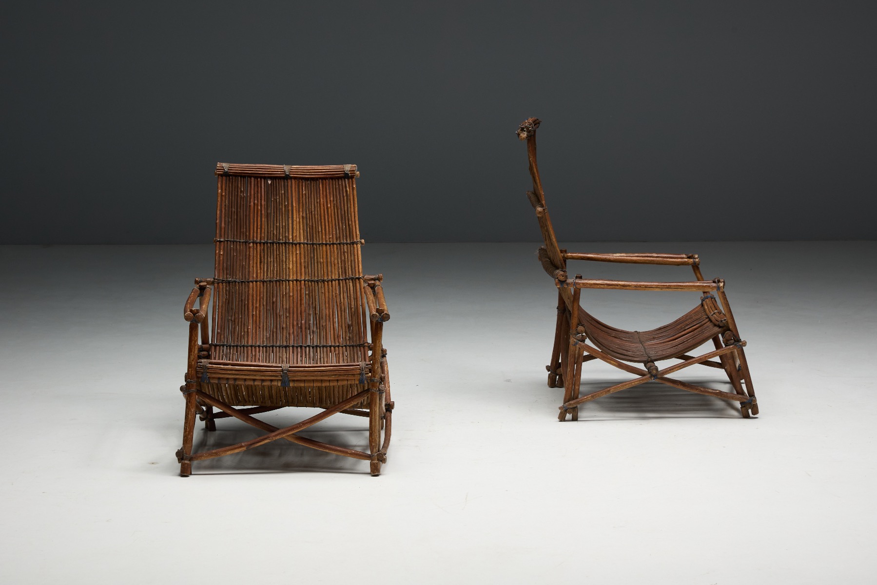 Understated mid century wicker reclining chair