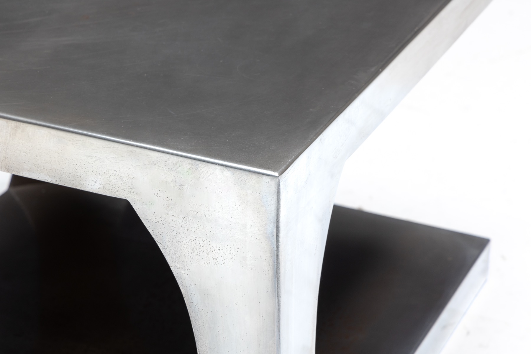 Vintage modern aluminum side table with industrial character