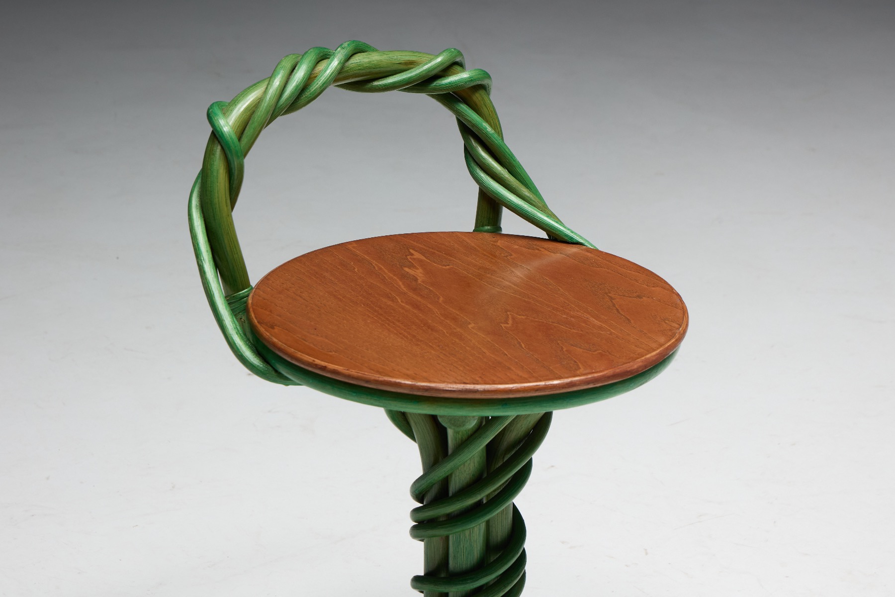 Artisan vine twist stool with hand formed appearance