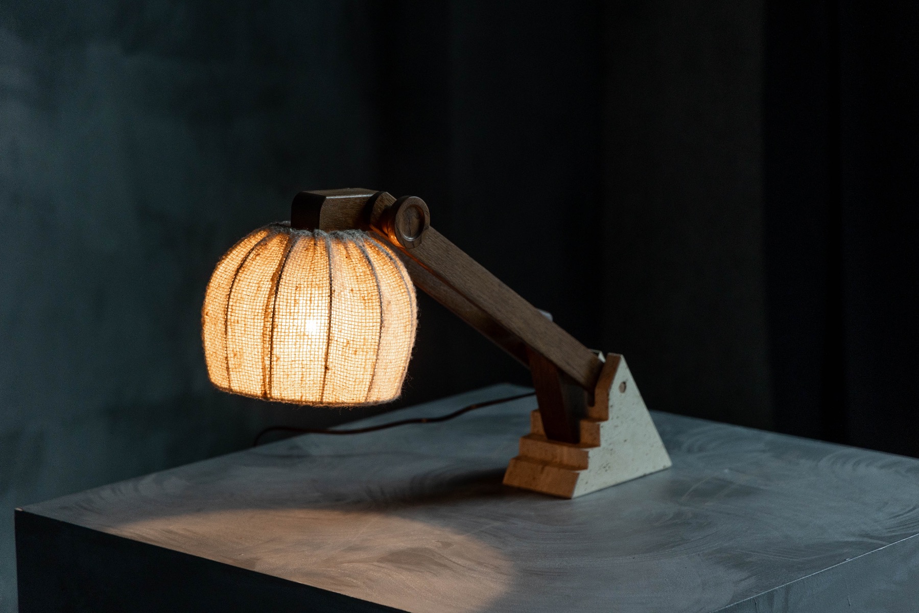 Authentic vintage brutalist table lamps