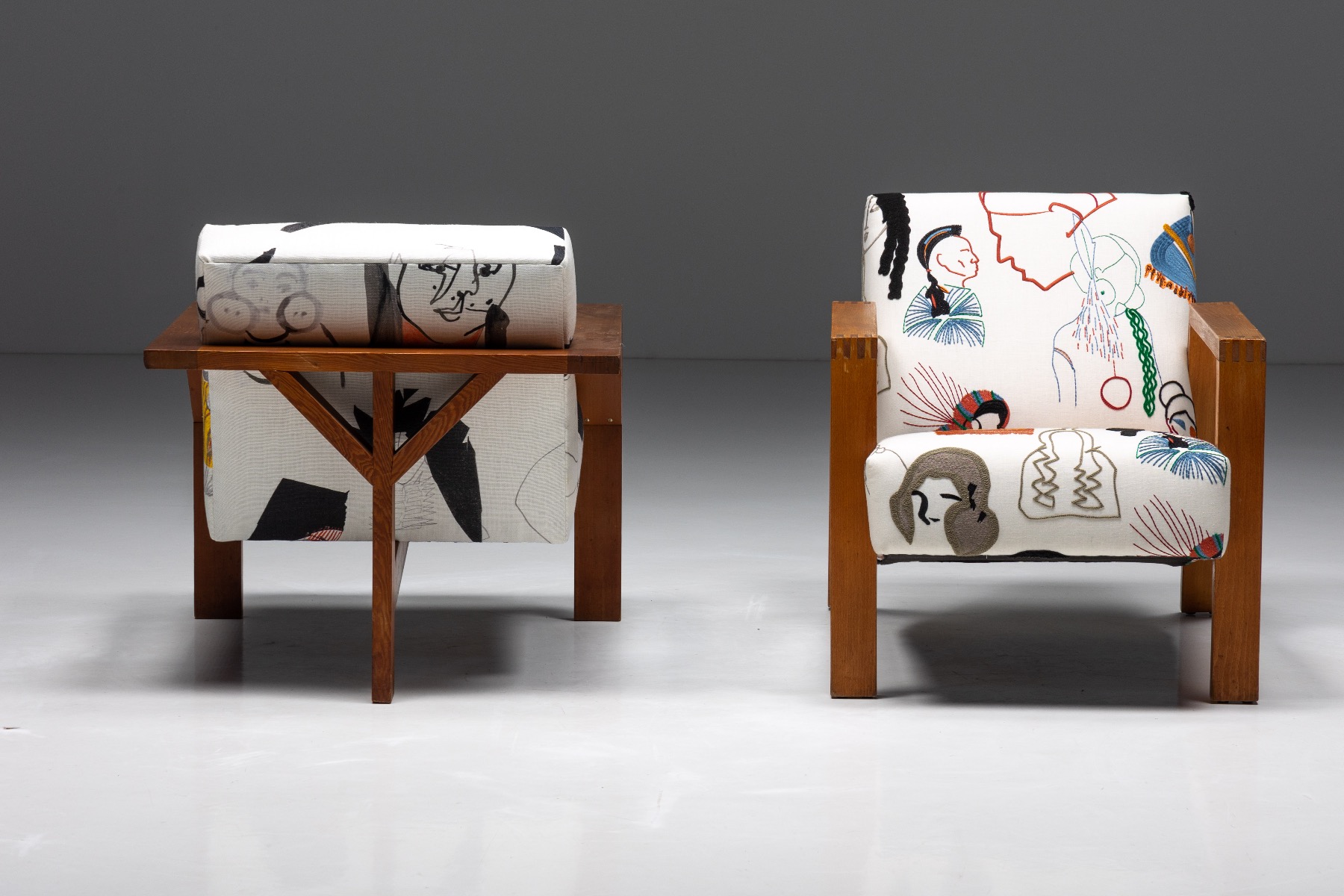 Premium Dutch modernist chair in Pierre Frey fabric