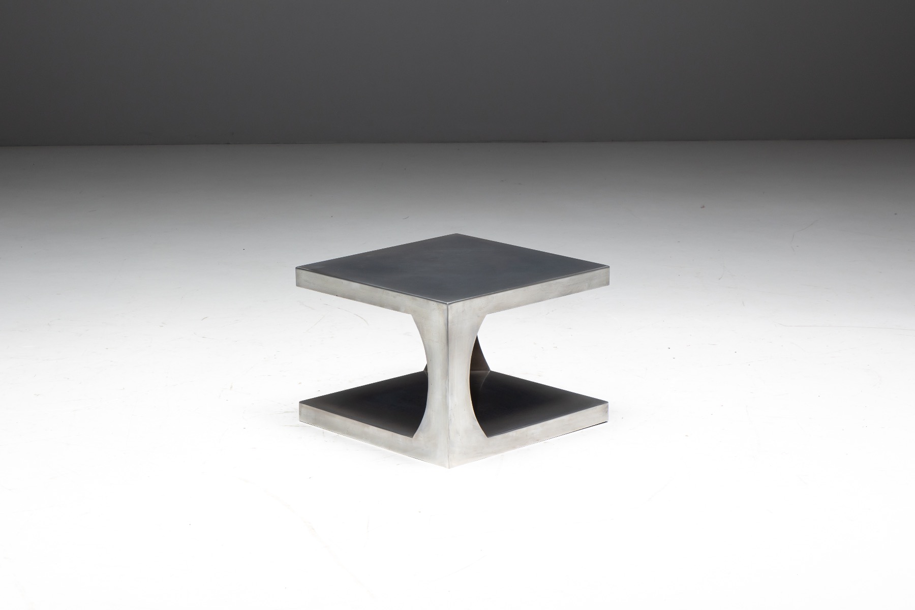 Sculptural modernist aluminum side table from the 1970s