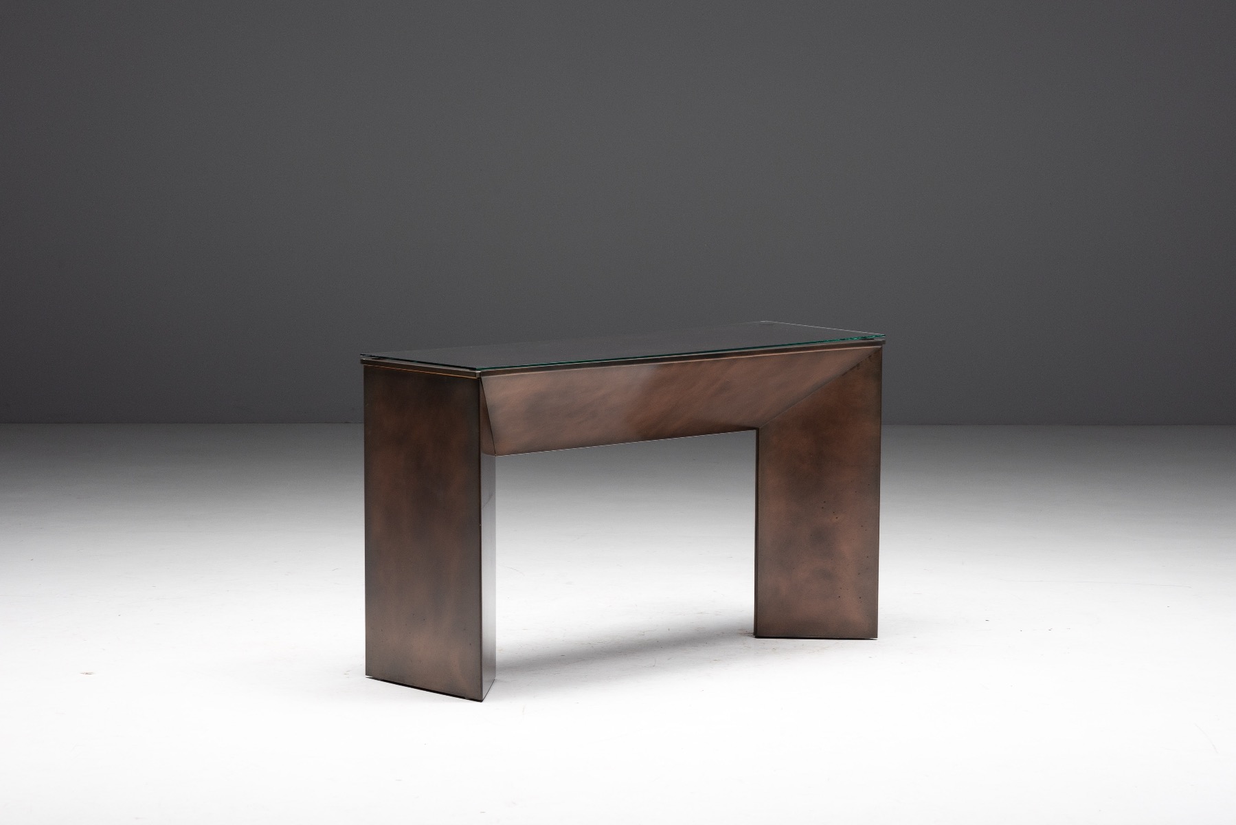 Seventies bronze console table with luxurious patina