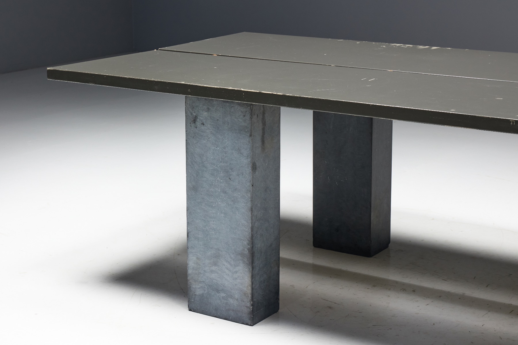 Architectural 1970s dining table stone base