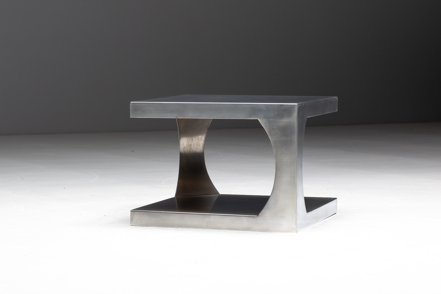 Functional aluminum side table in modernist style
