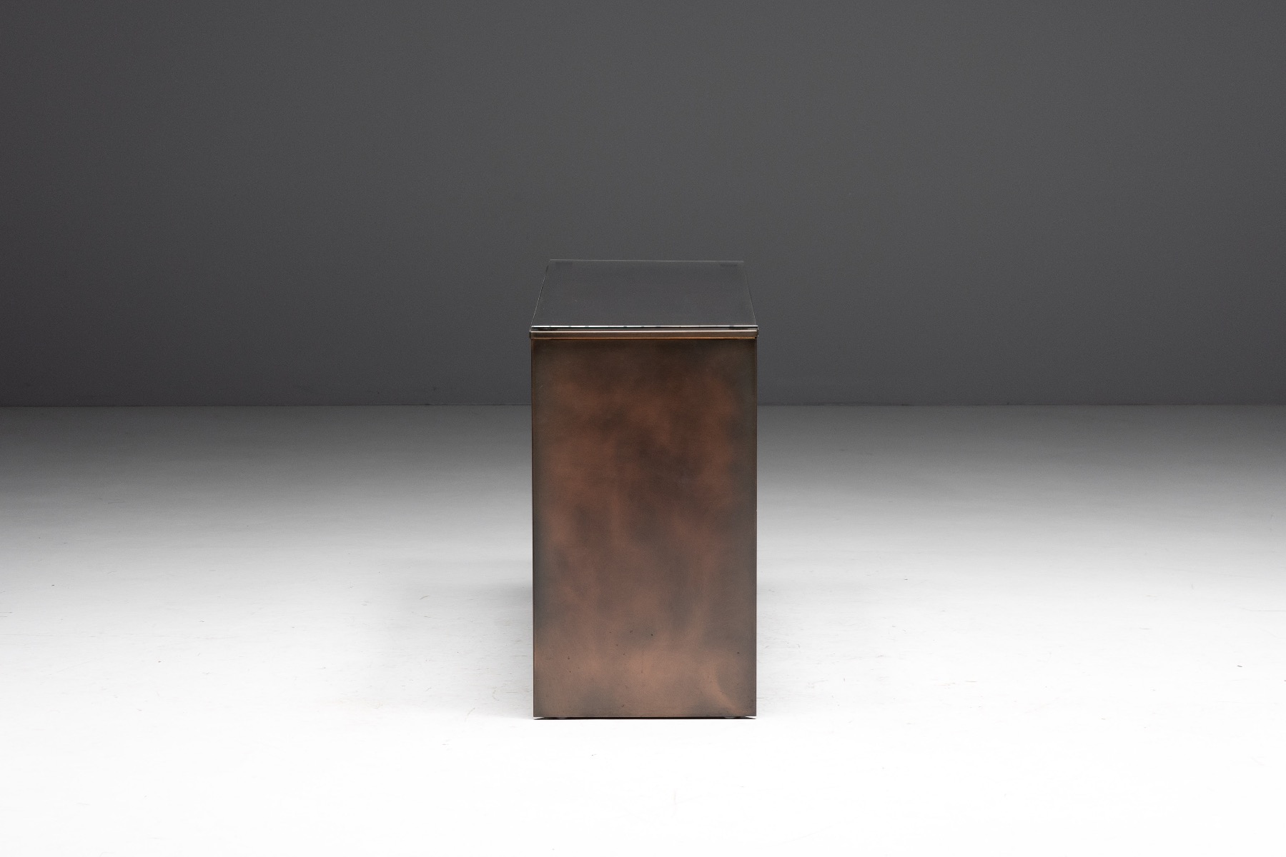 Museum level patinated bronze console table by Belgochrom