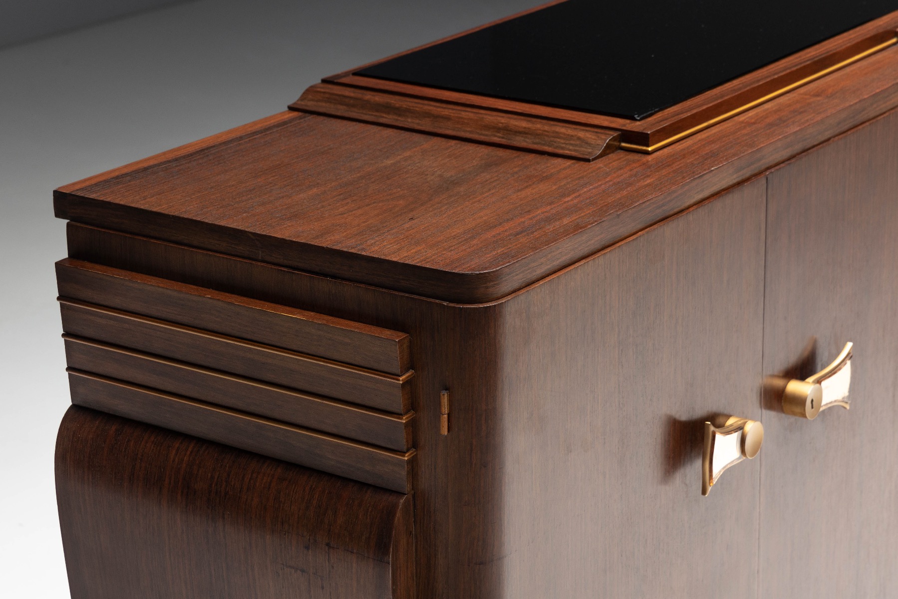 Elegant lined Art Deco sideboard crafted from walnut