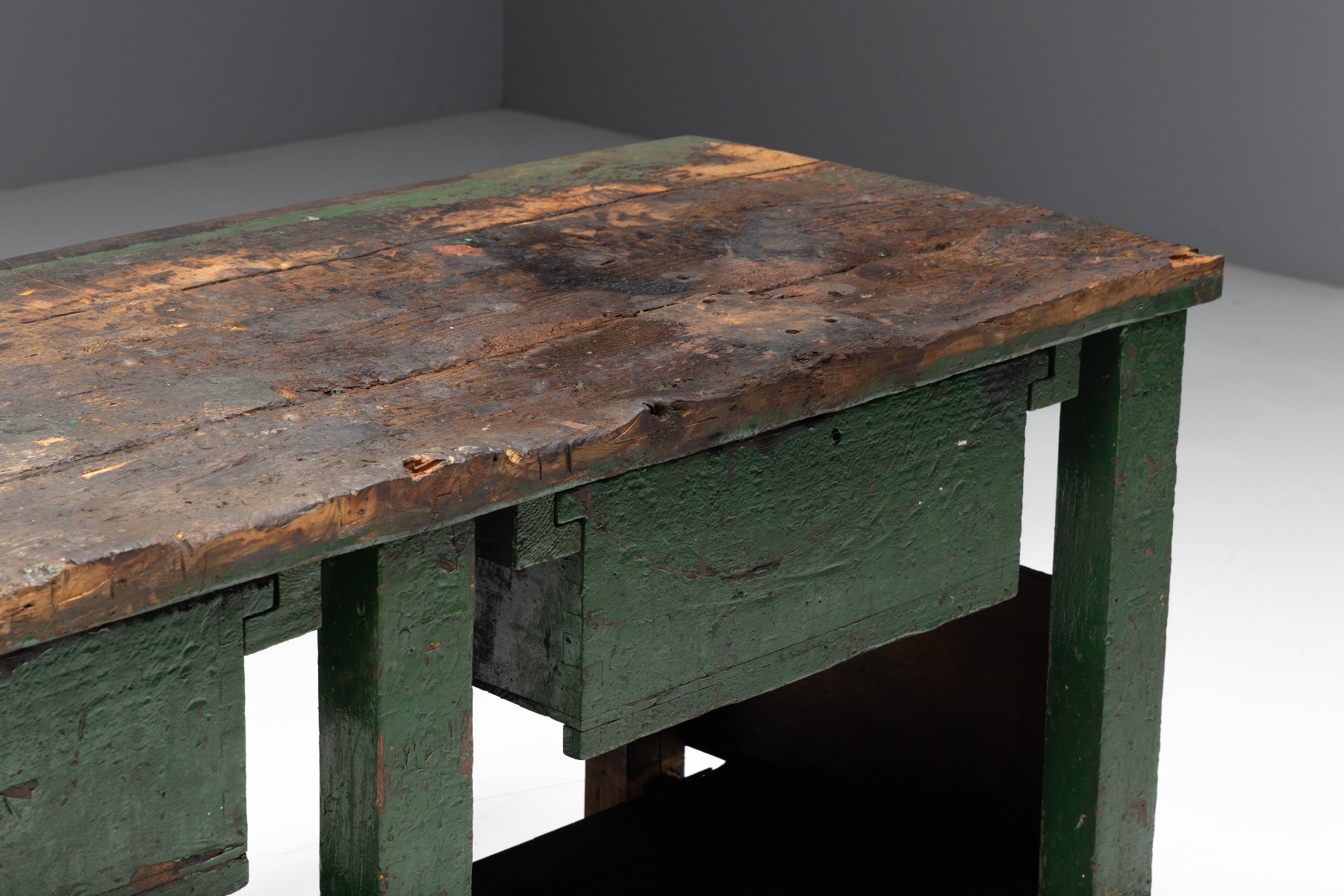 Gallery level rustic industrial workbench