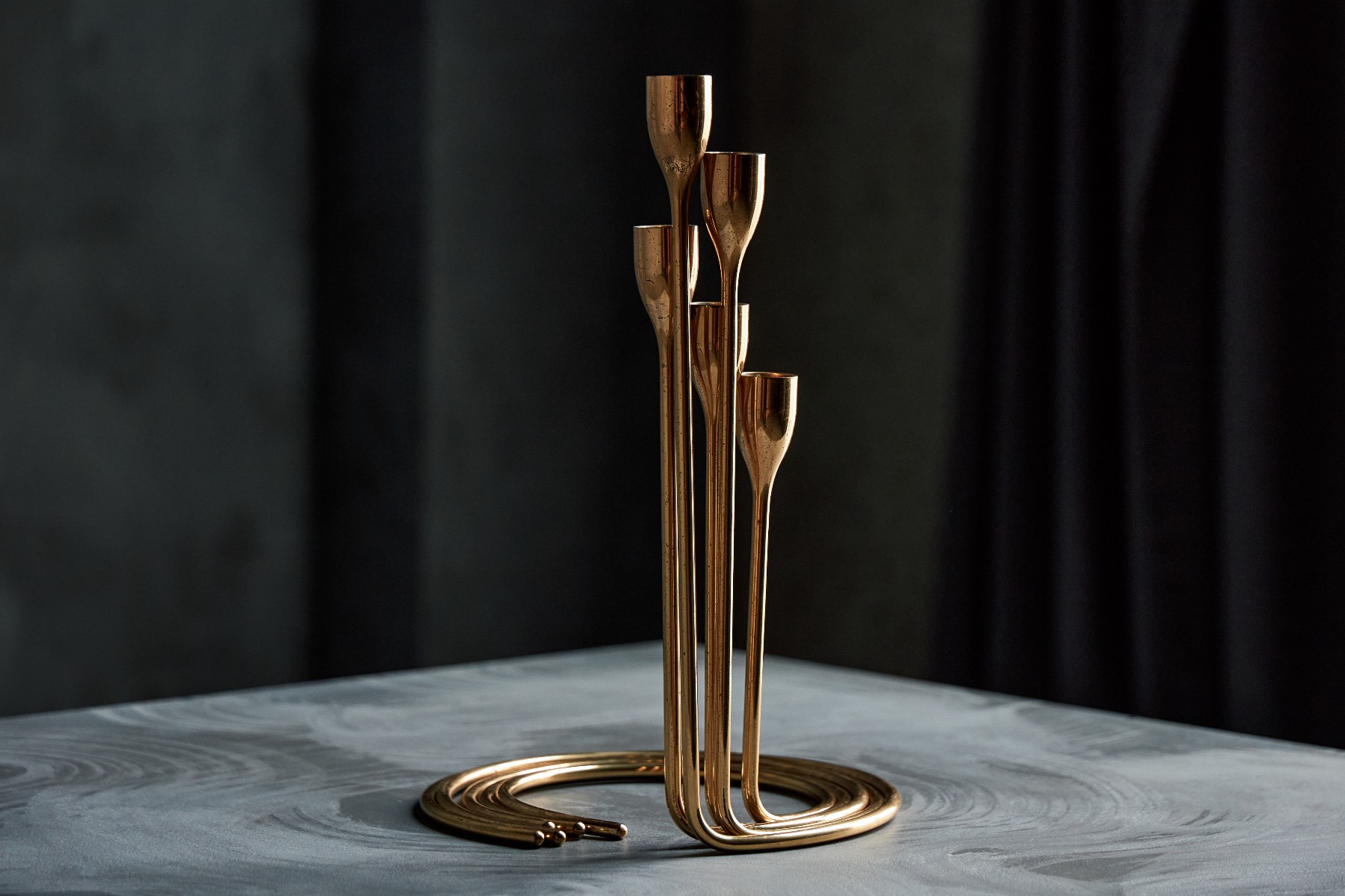 Luxury brass candle holder set