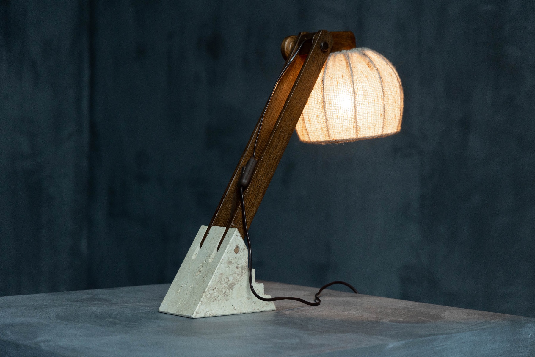 Museum level mid century brutalist table lamps