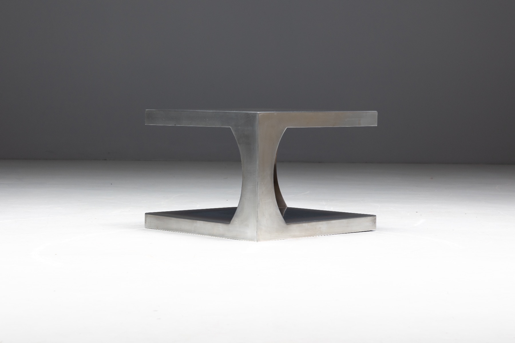 Museum level modernist aluminum side table from the 1970s