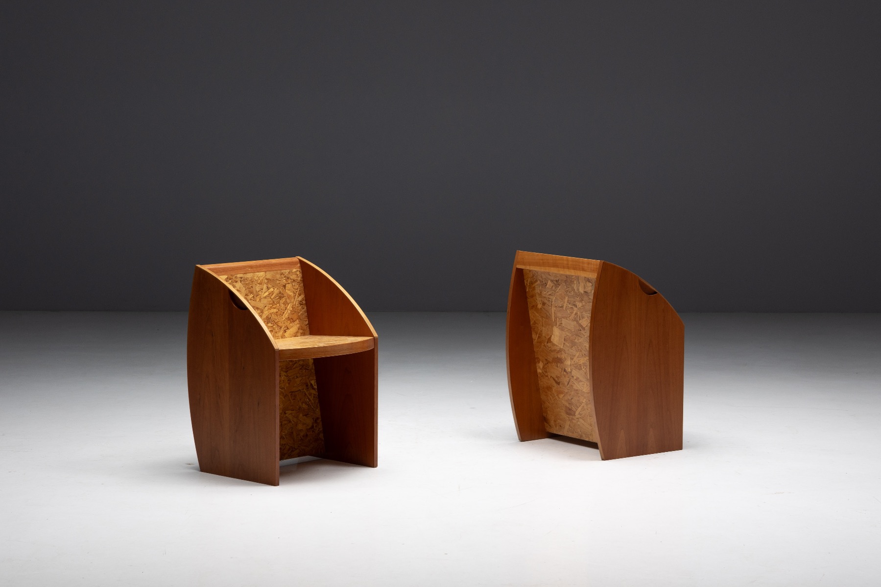 Vintage design postmodern chairs with geometric forms