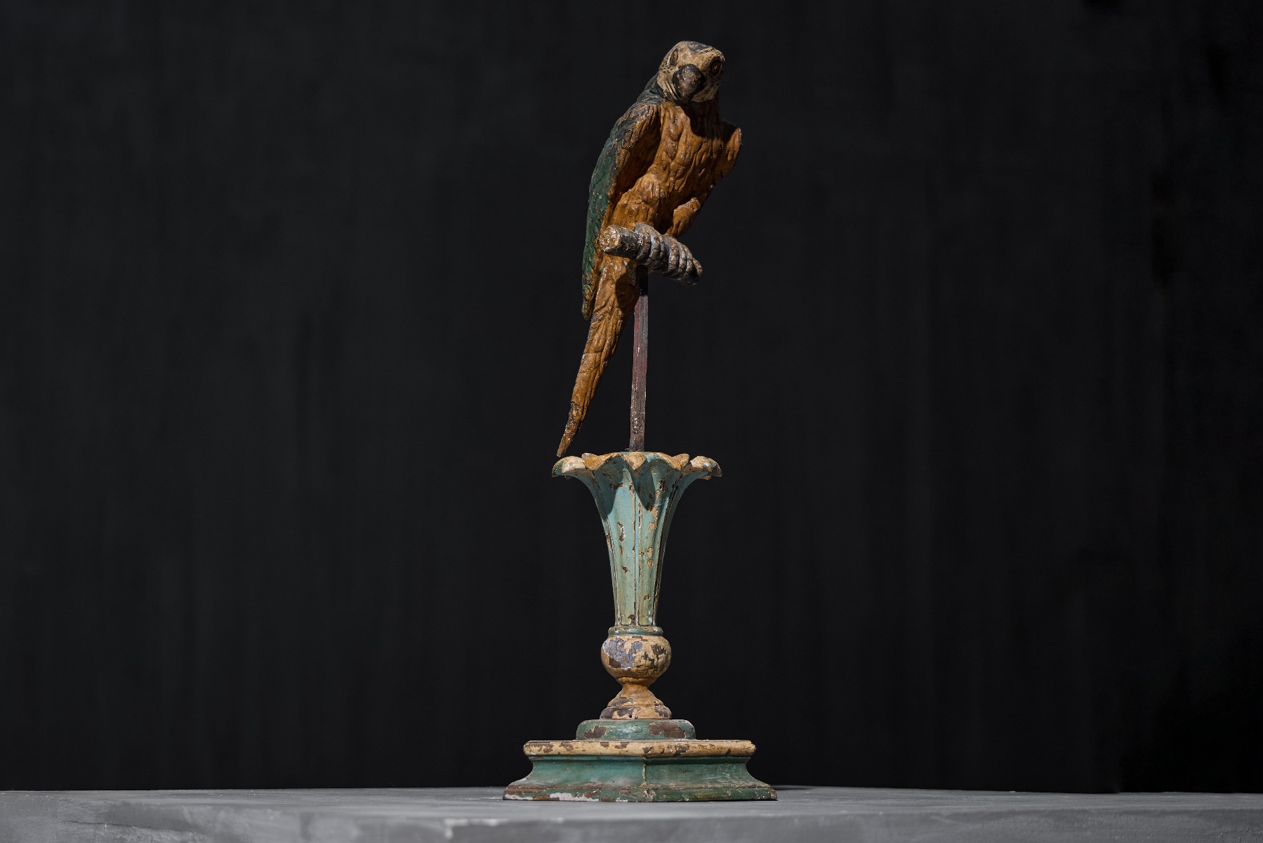 Museum level neoclassical parrot sculptures