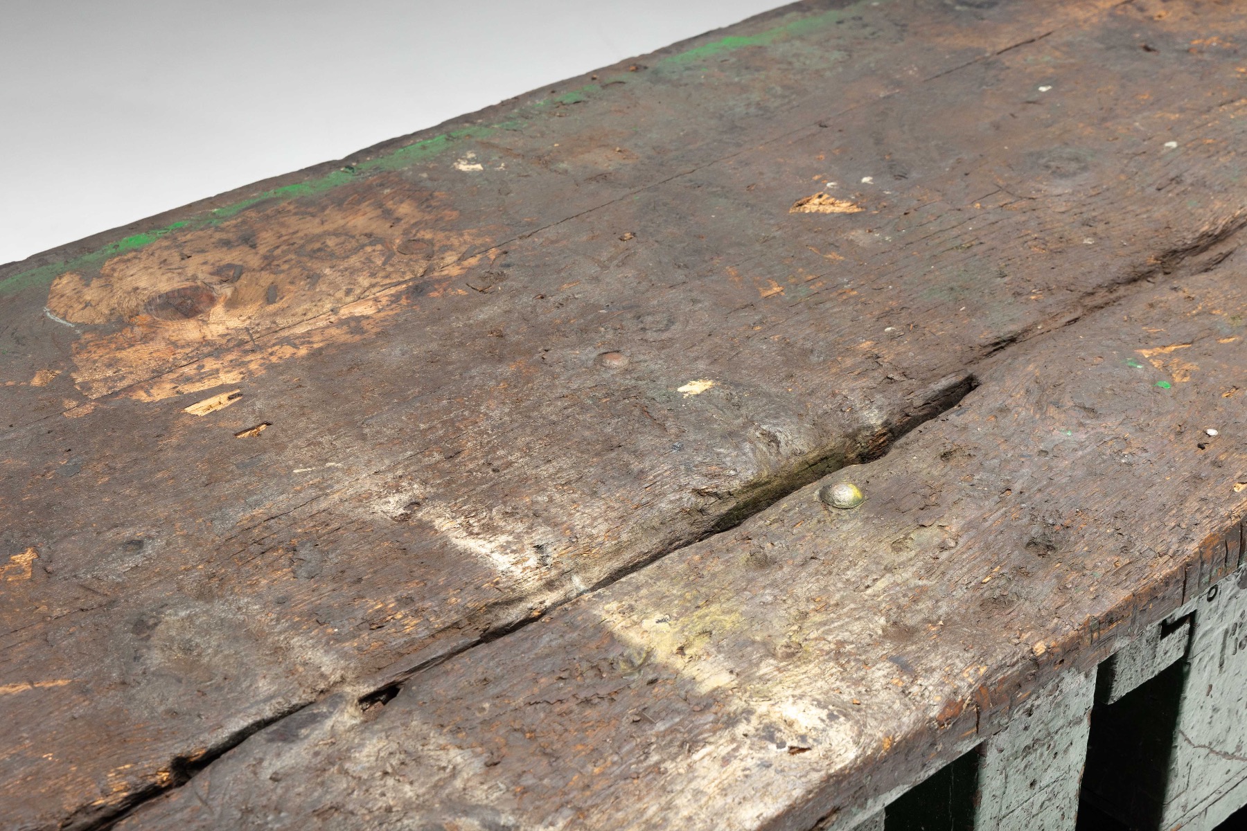 Timeworn industrial workbench from the early 20th century