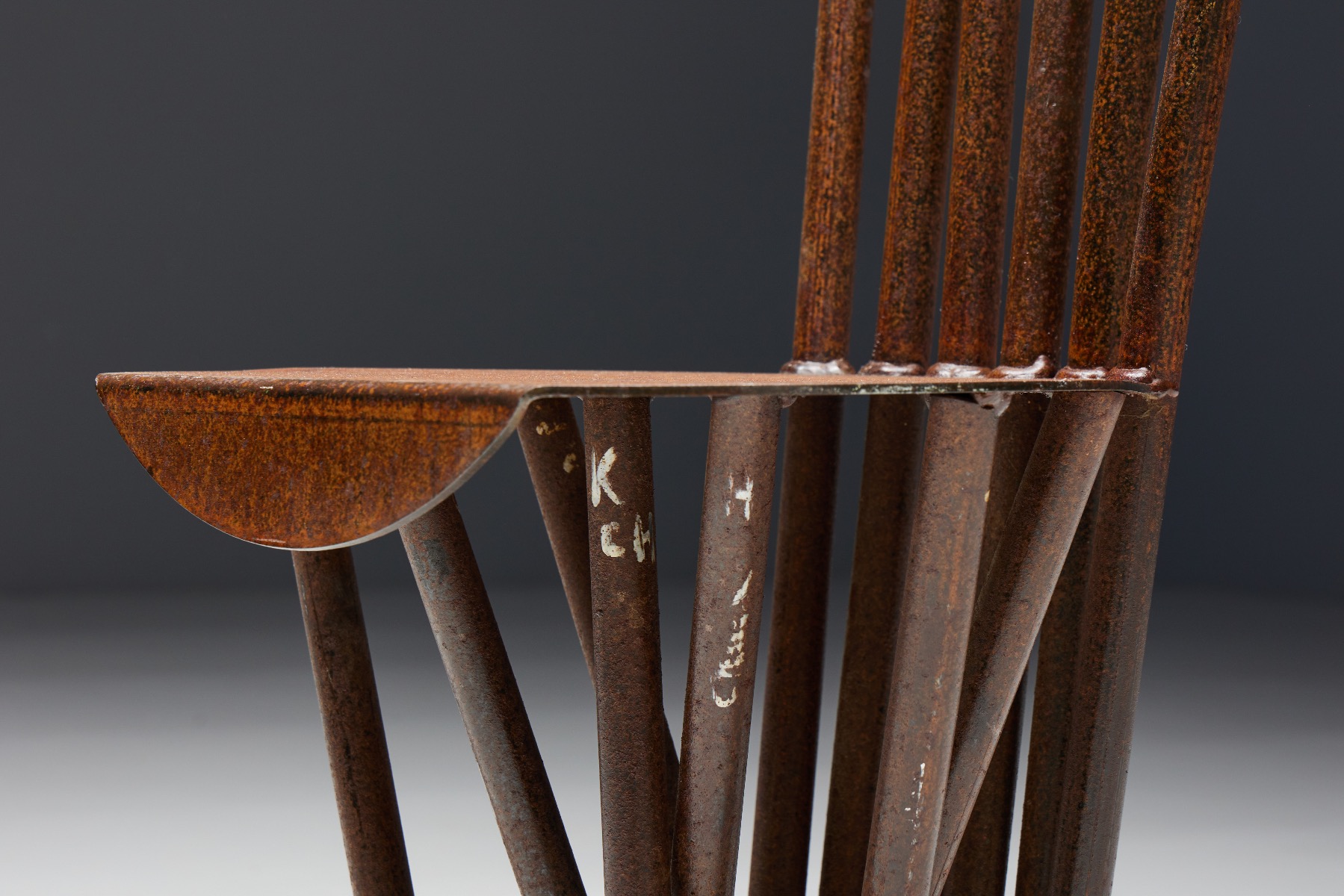 Timeworn wabi sabi industrial chairs