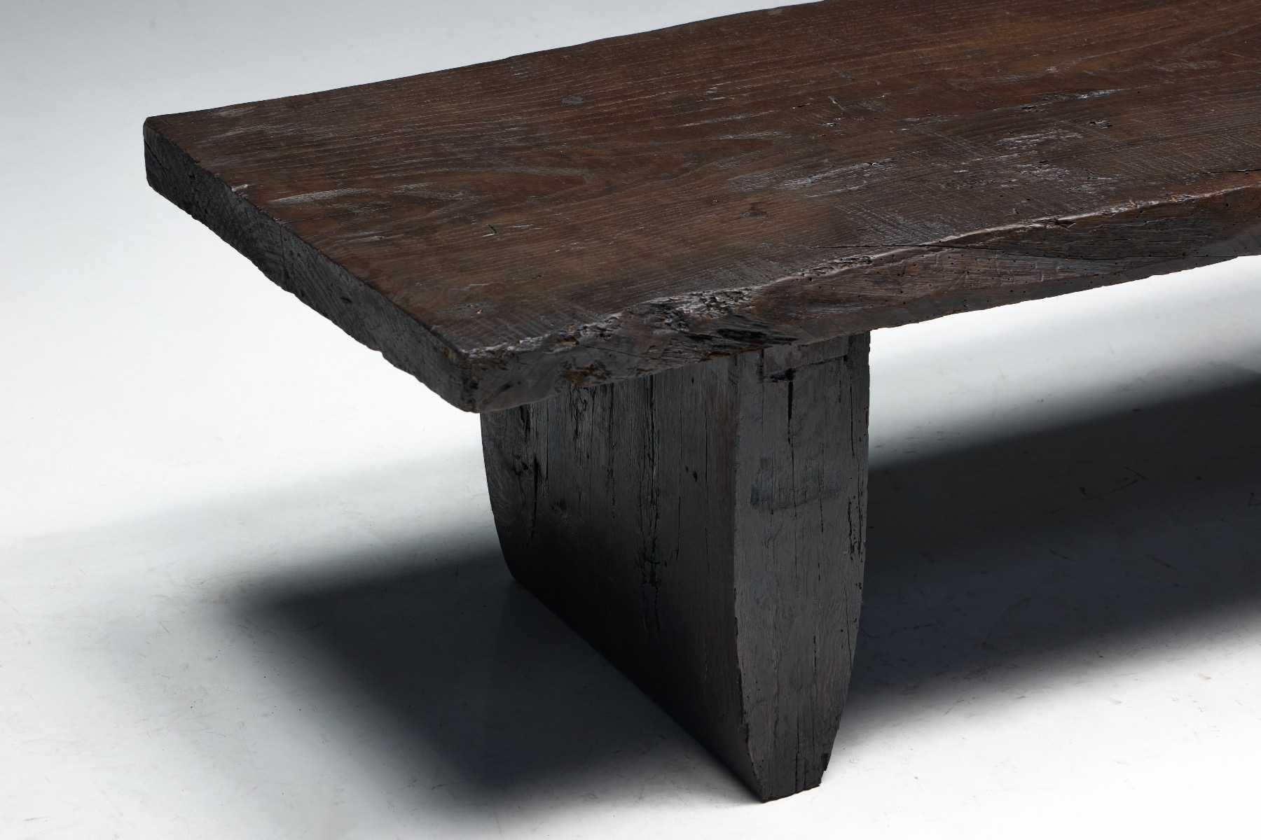 Gallery level brutalist rustic coffee table with strong presence