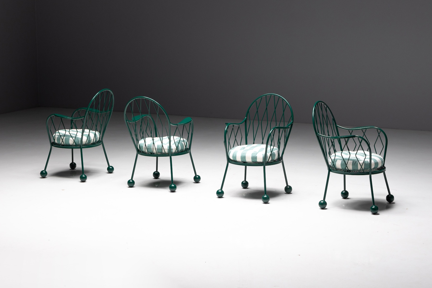 Mid century garden armchairs with sculptural structure