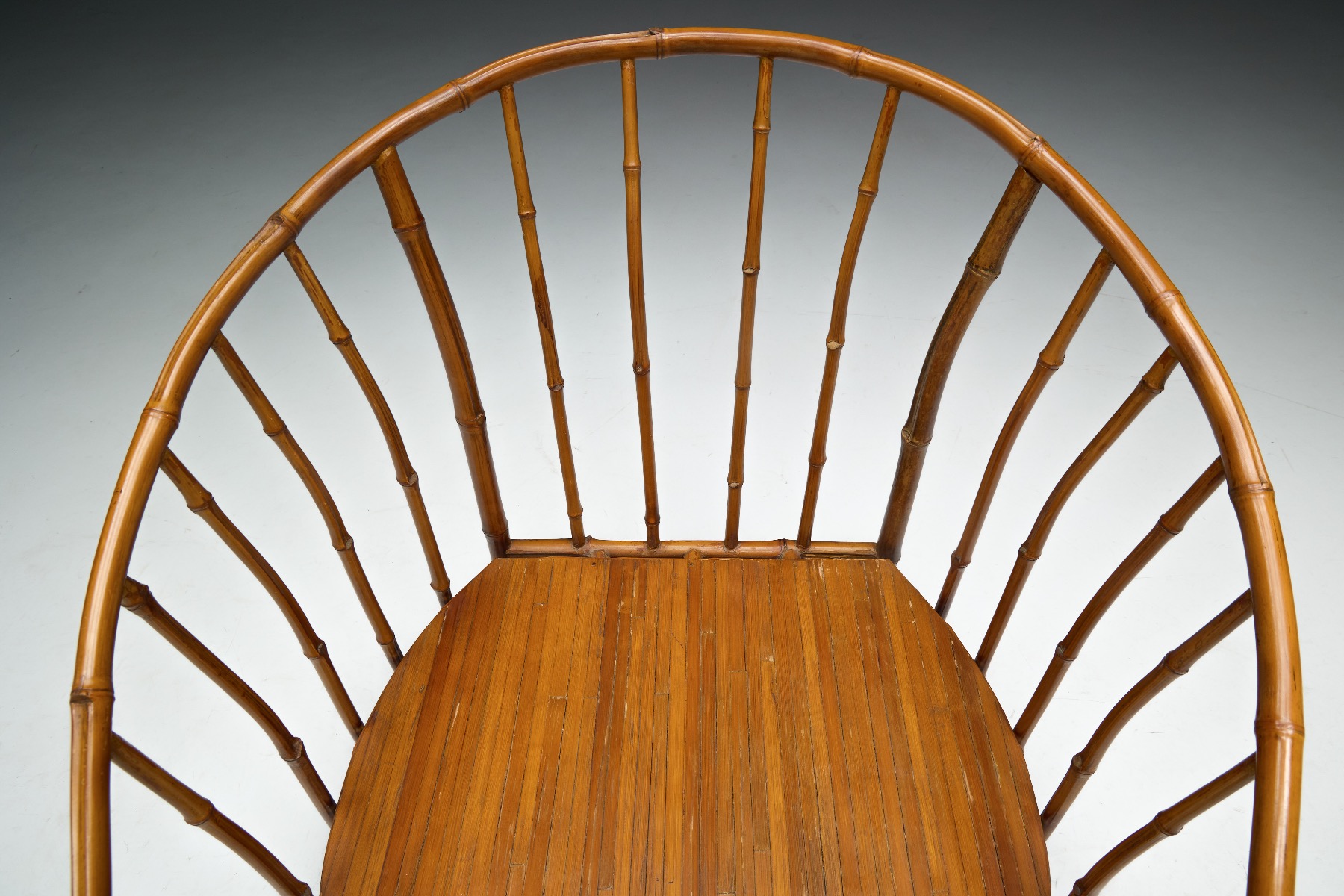 Museum level rustic wabi sabi bamboo armchairs