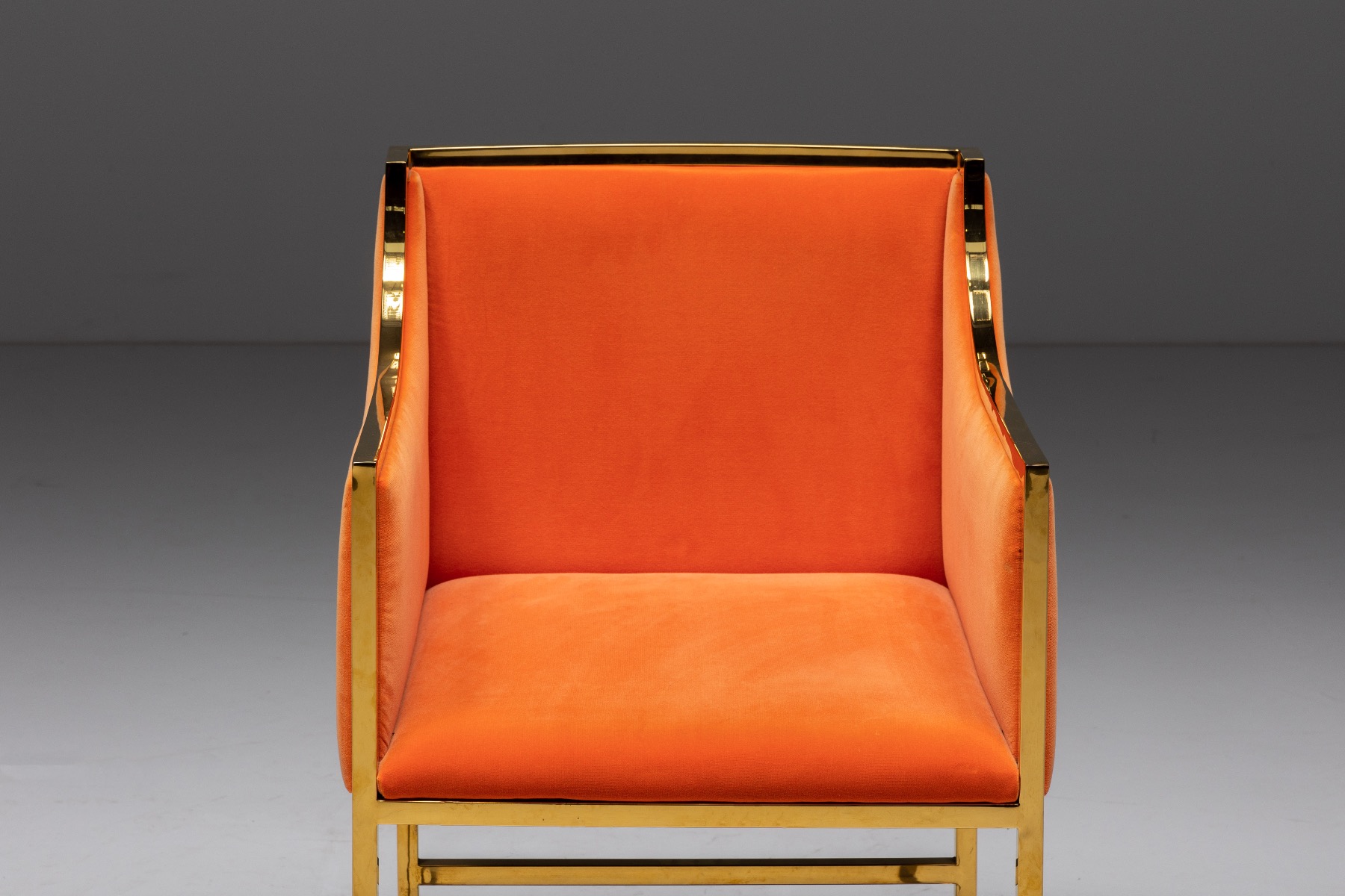 Hollywood Regency inspired dining chairs in brass and velvet