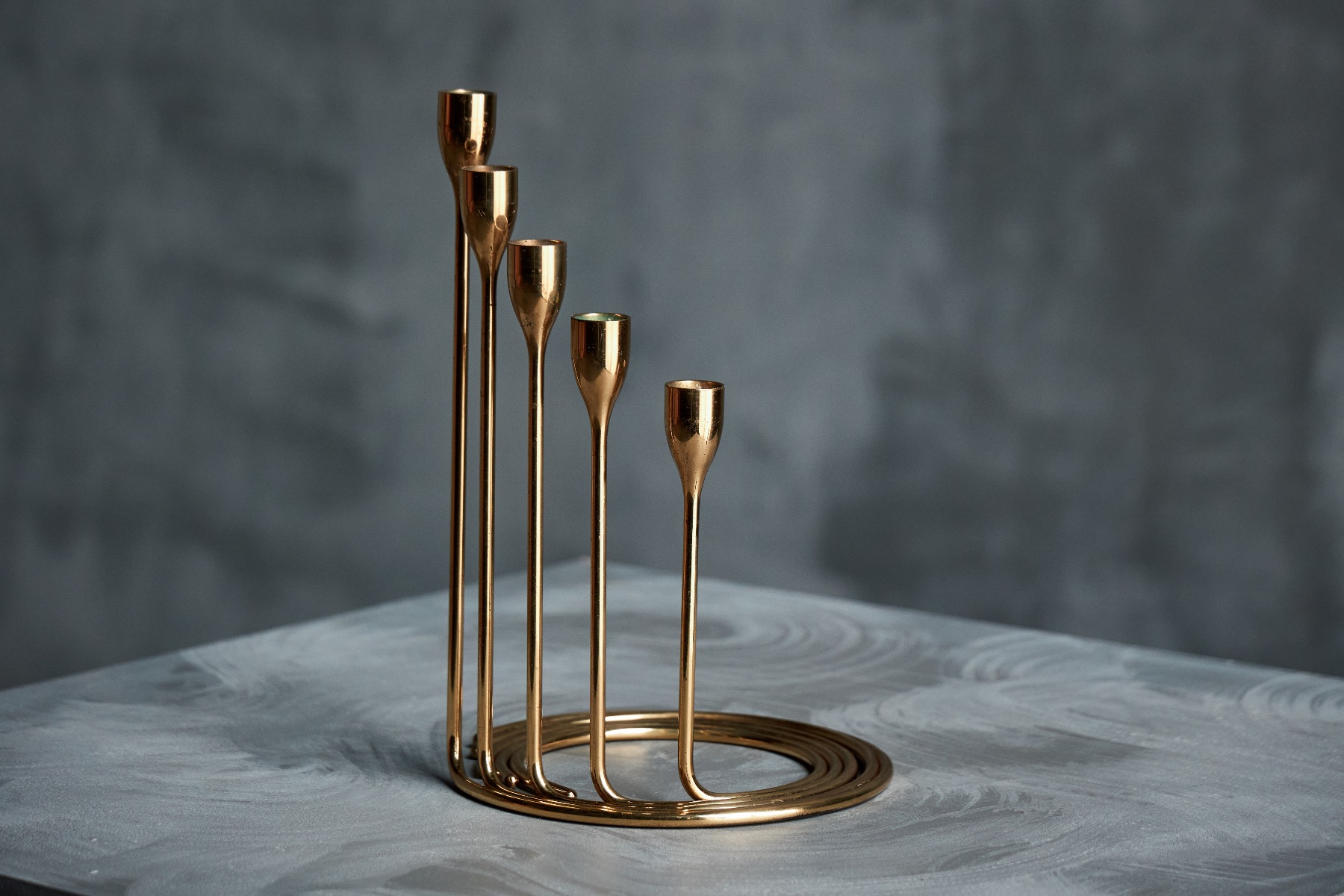 Mid century elegant brass candlestick set